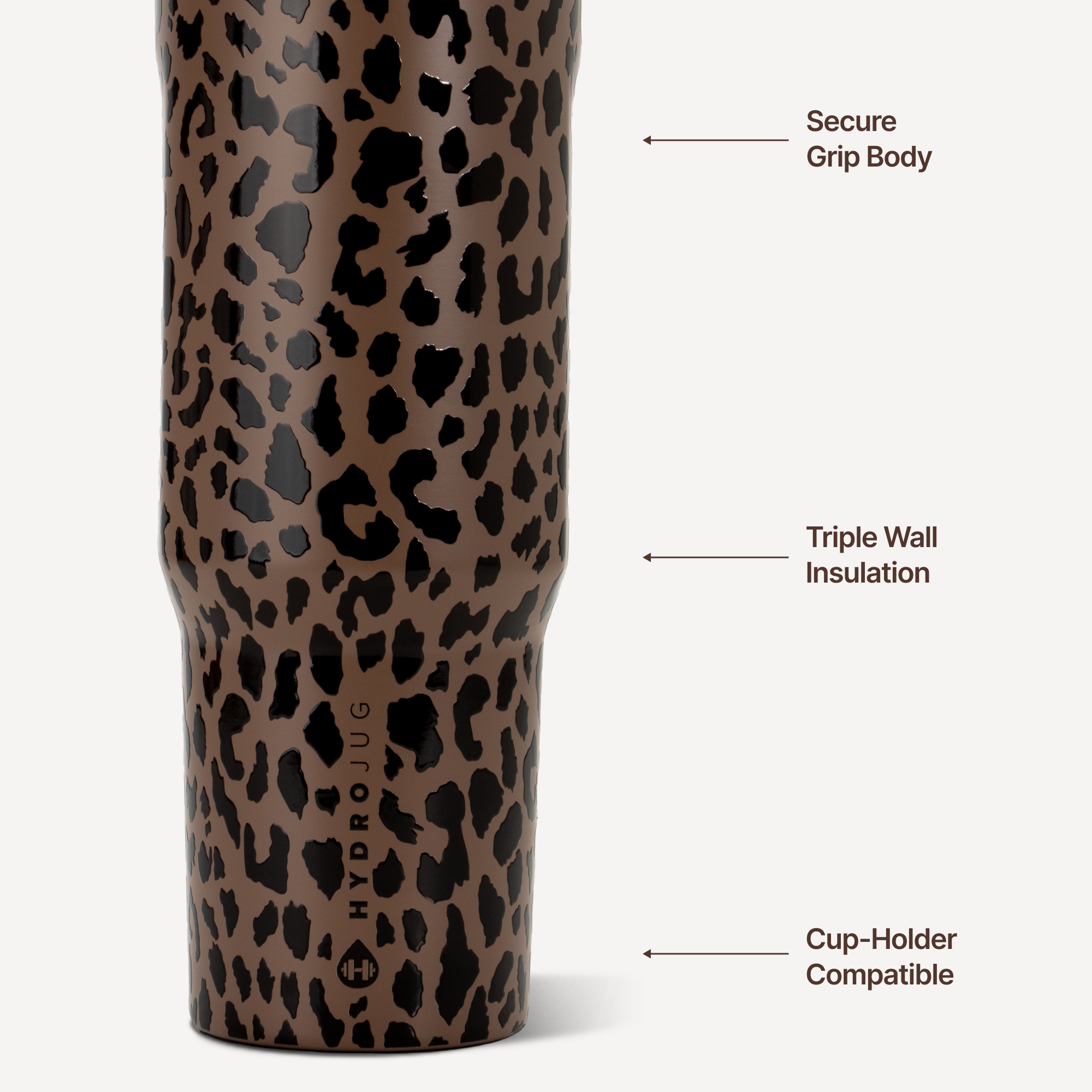 HydroJug 32 oz Sport Water Bottle | Brown Leopard