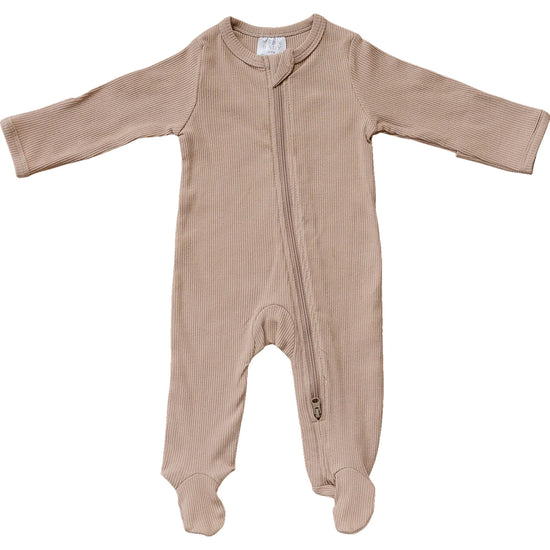 Pale Pink Organic Cotton Ribbed Zipper Footie