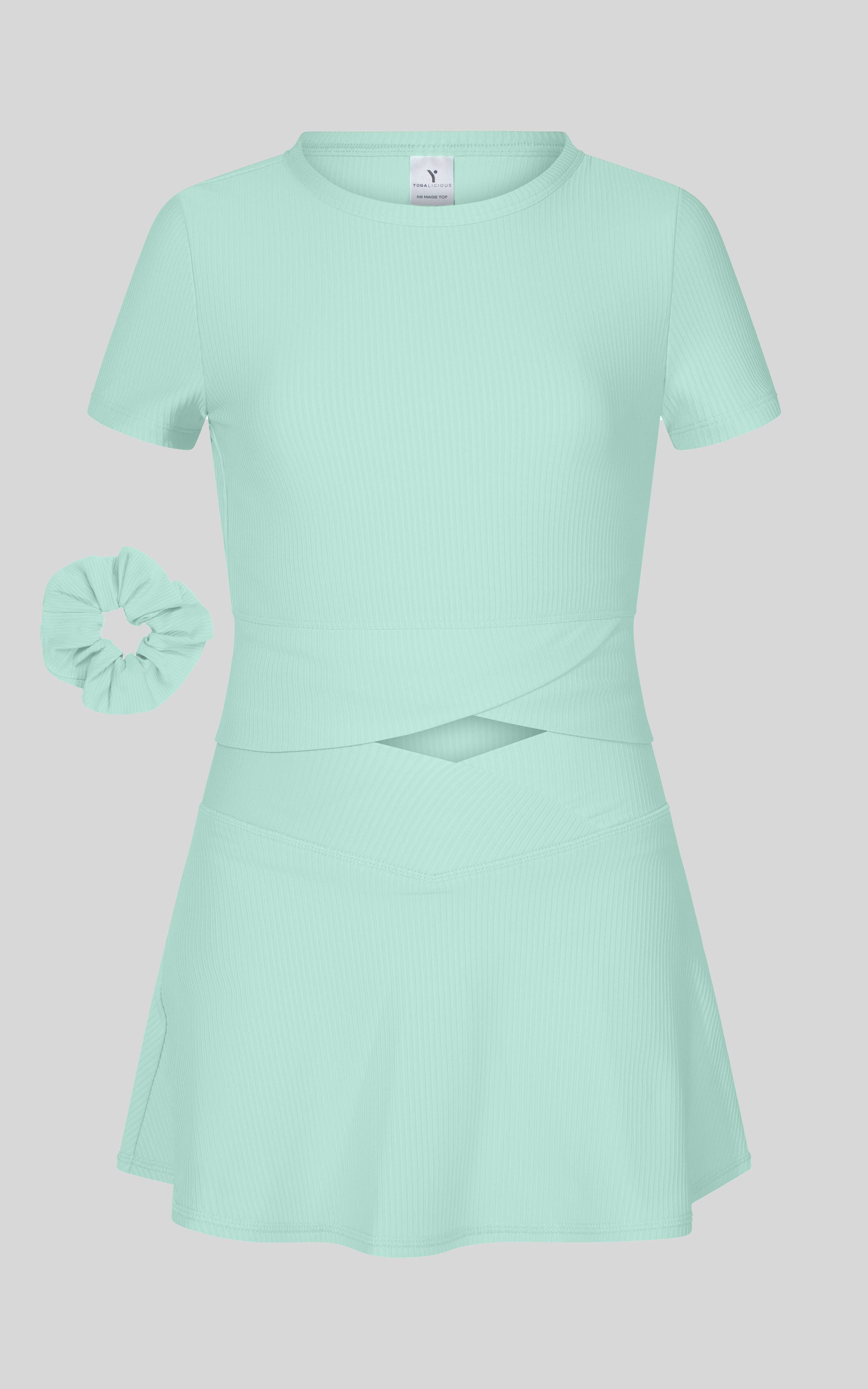 Little Girl Rib Marie Crossover Top and Skort Set | Oceantide