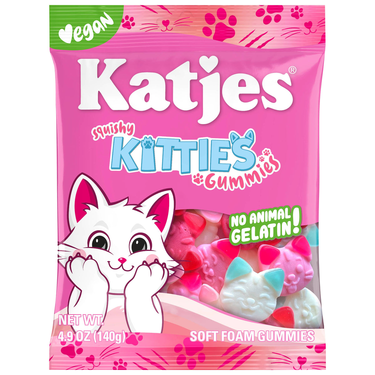 Katjes Squishy Kitties Soft Foam Gummies 4.9oz Bag