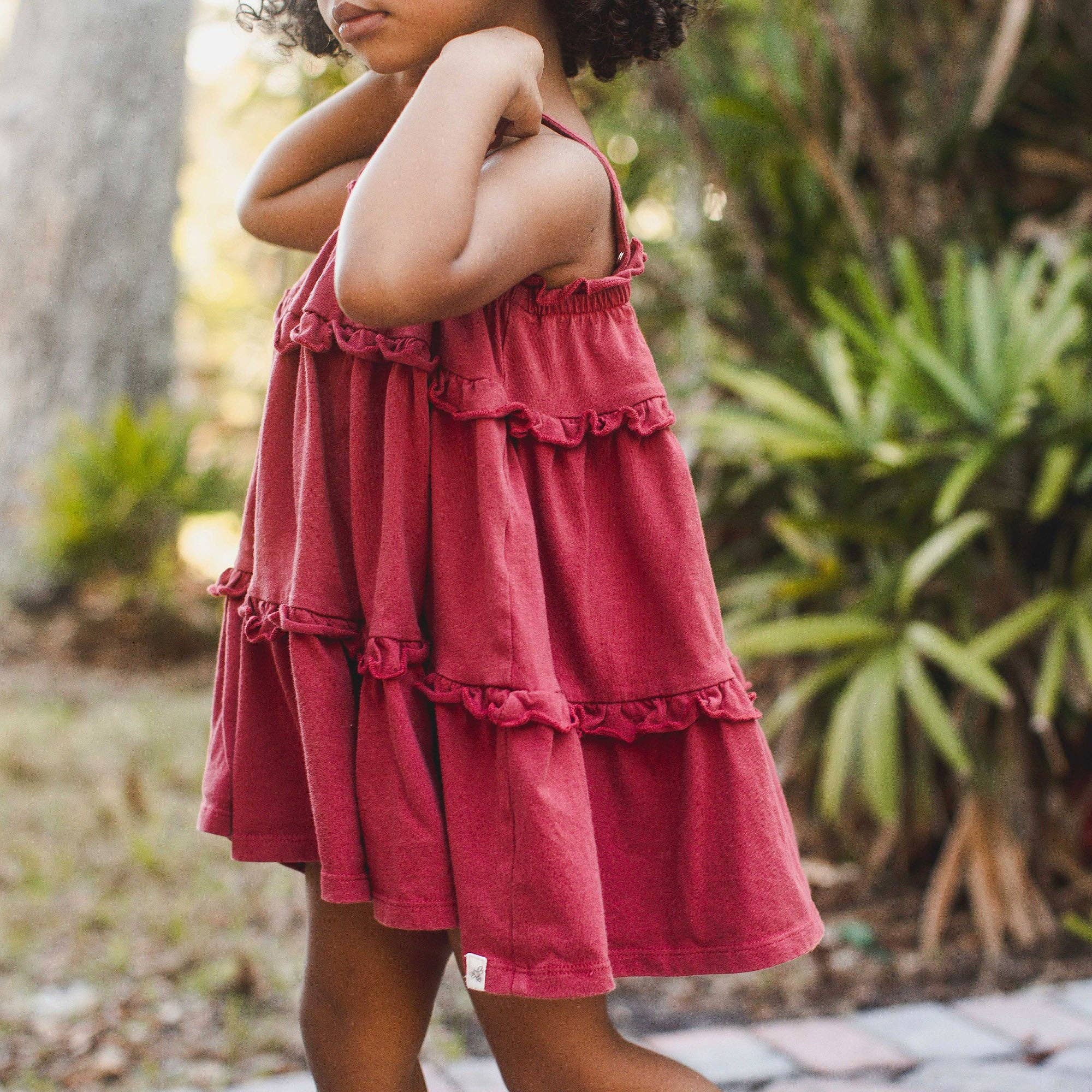 Acid Wash Organic Cotton Dress | Red
