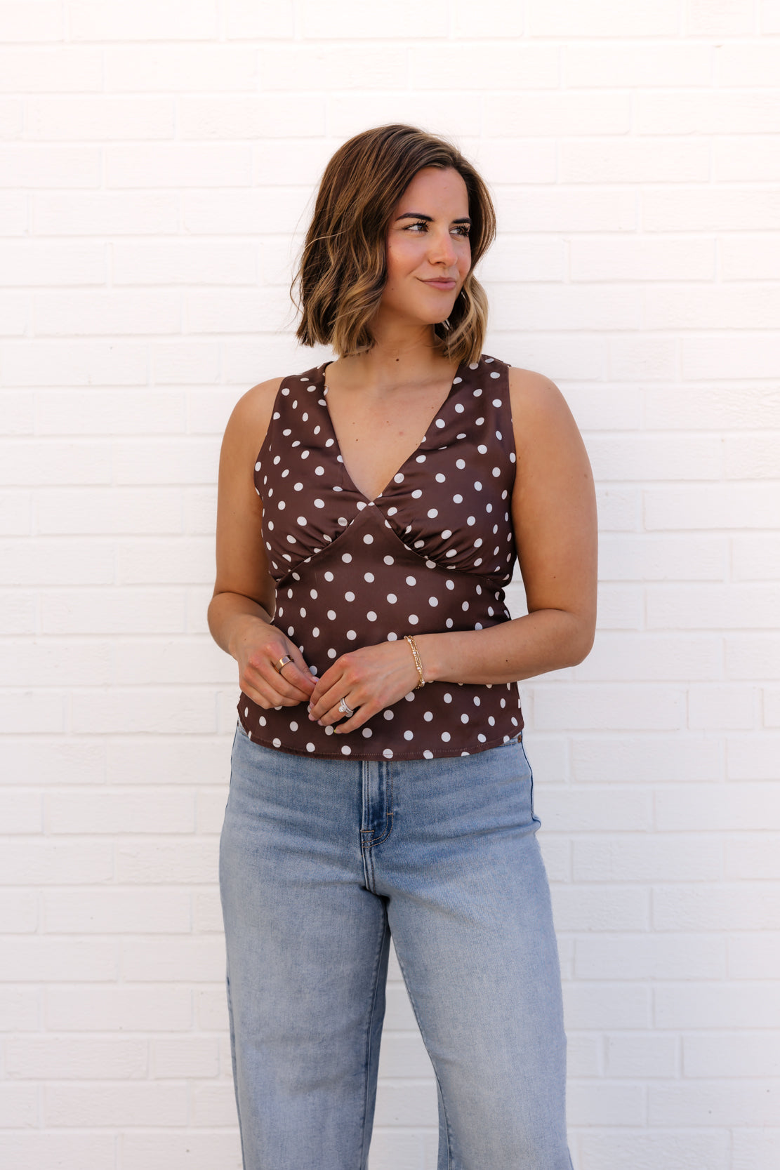 Hillary Polka Dot Top | Chocolate