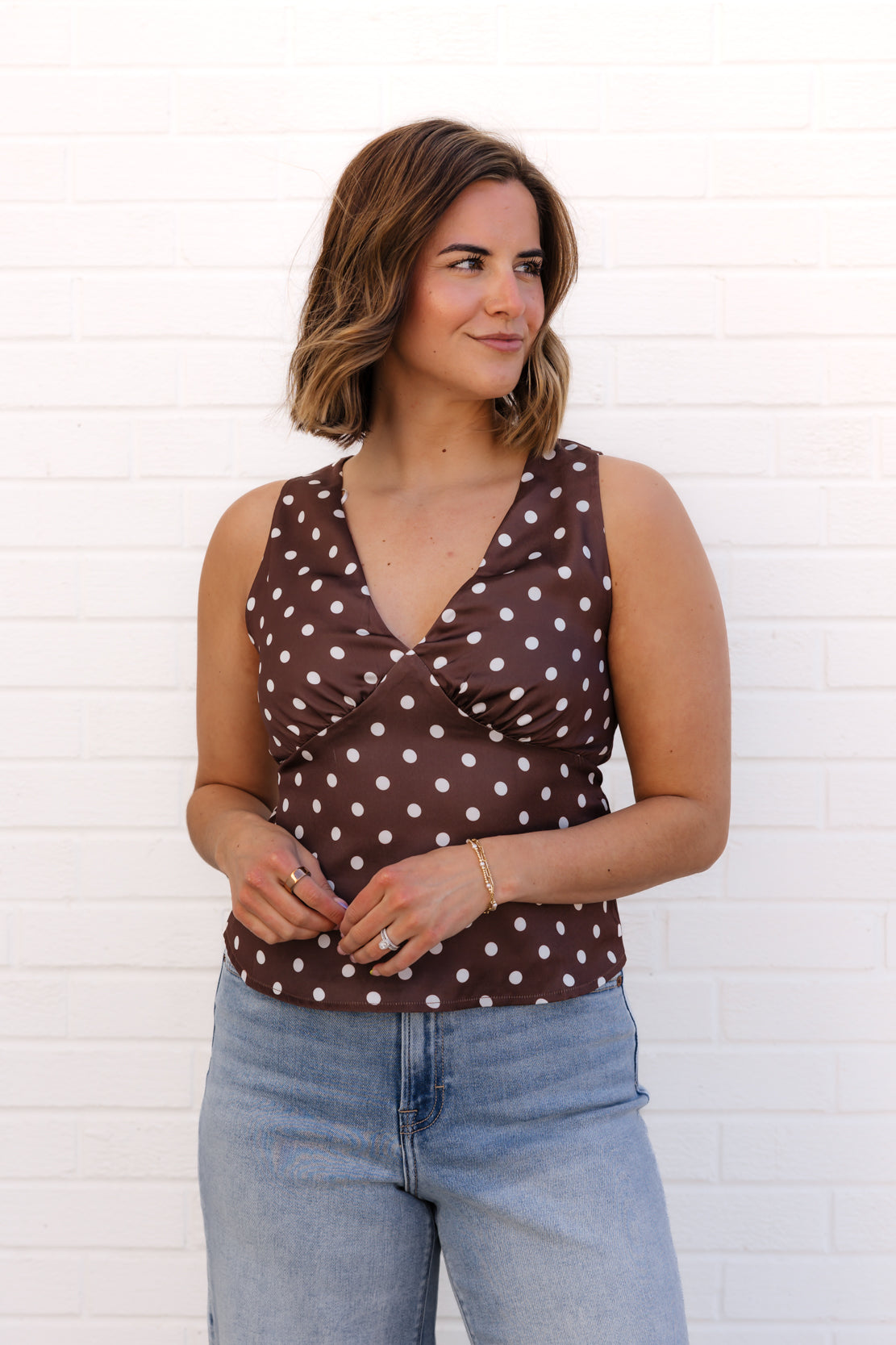 Hillary Polka Dot Top | Chocolate