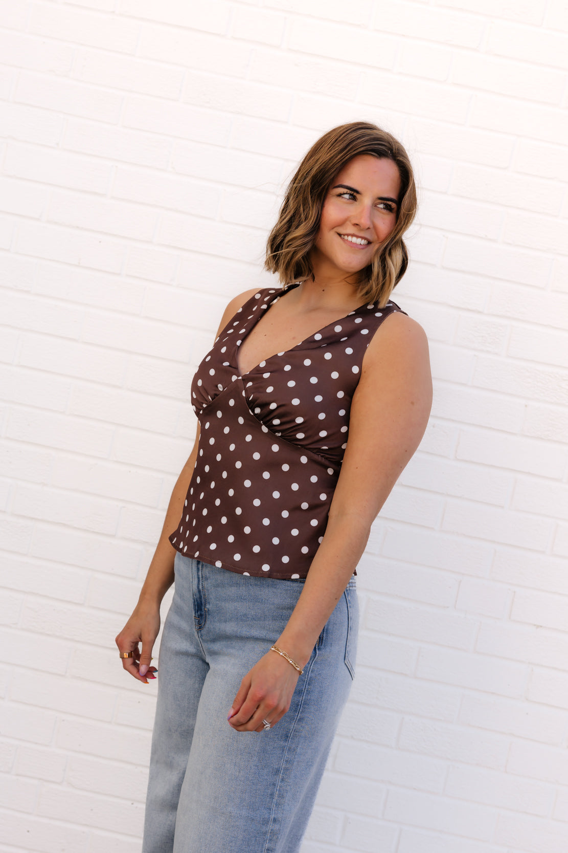 Hillary Polka Dot Top | Chocolate