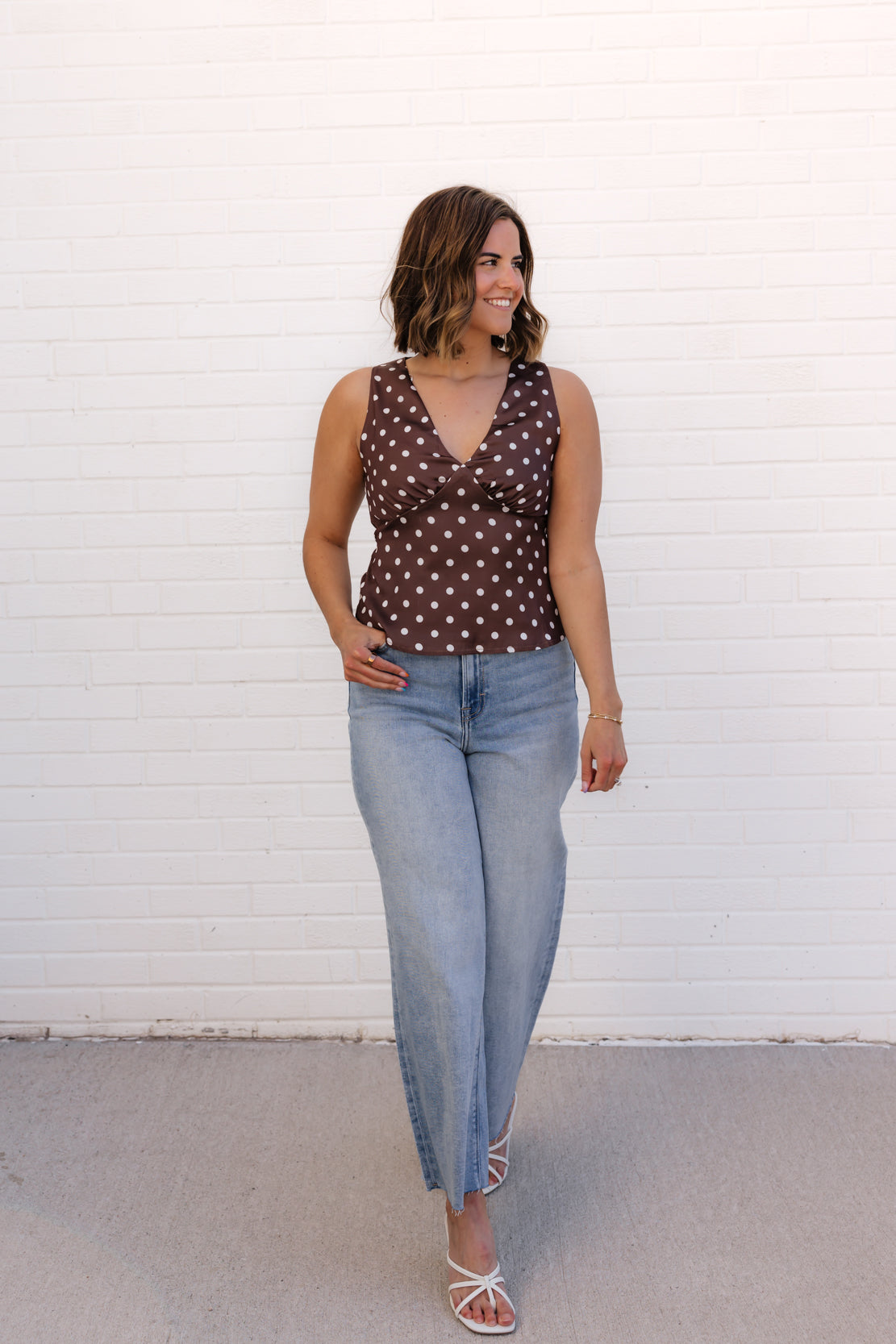 Hillary Polka Dot Top | Chocolate