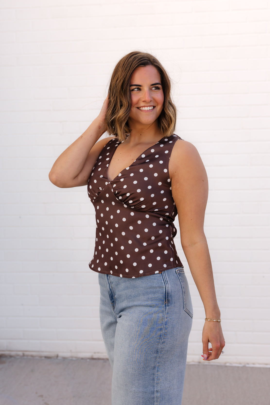 Hillary Polka Dot Top | Chocolate