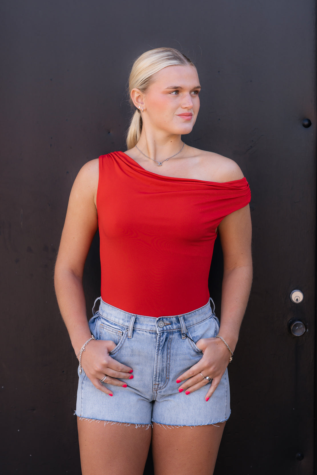 Morgan Off The Shoulder Top | Red