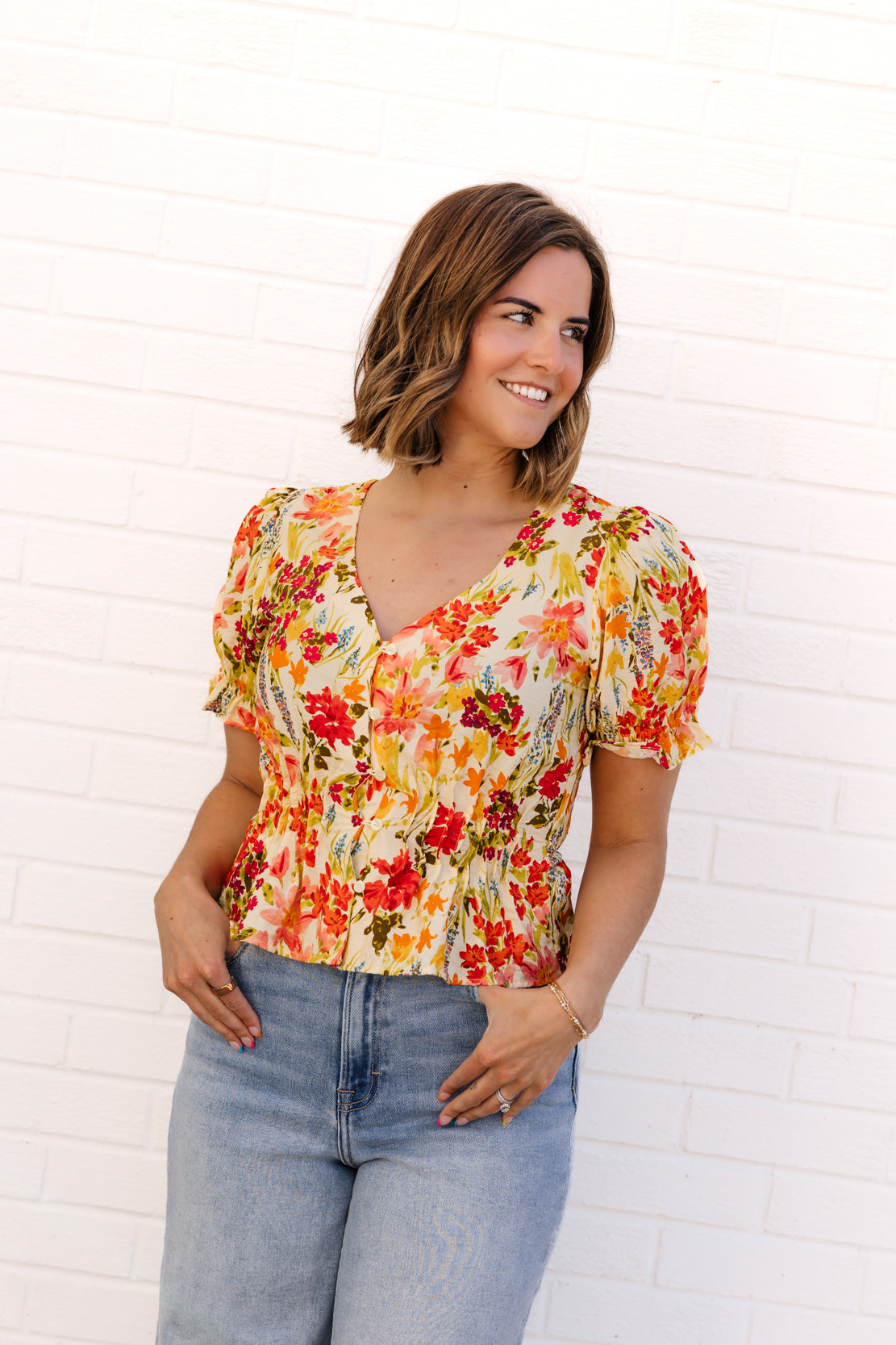 Sabine Floral Top | Yellow Multi
