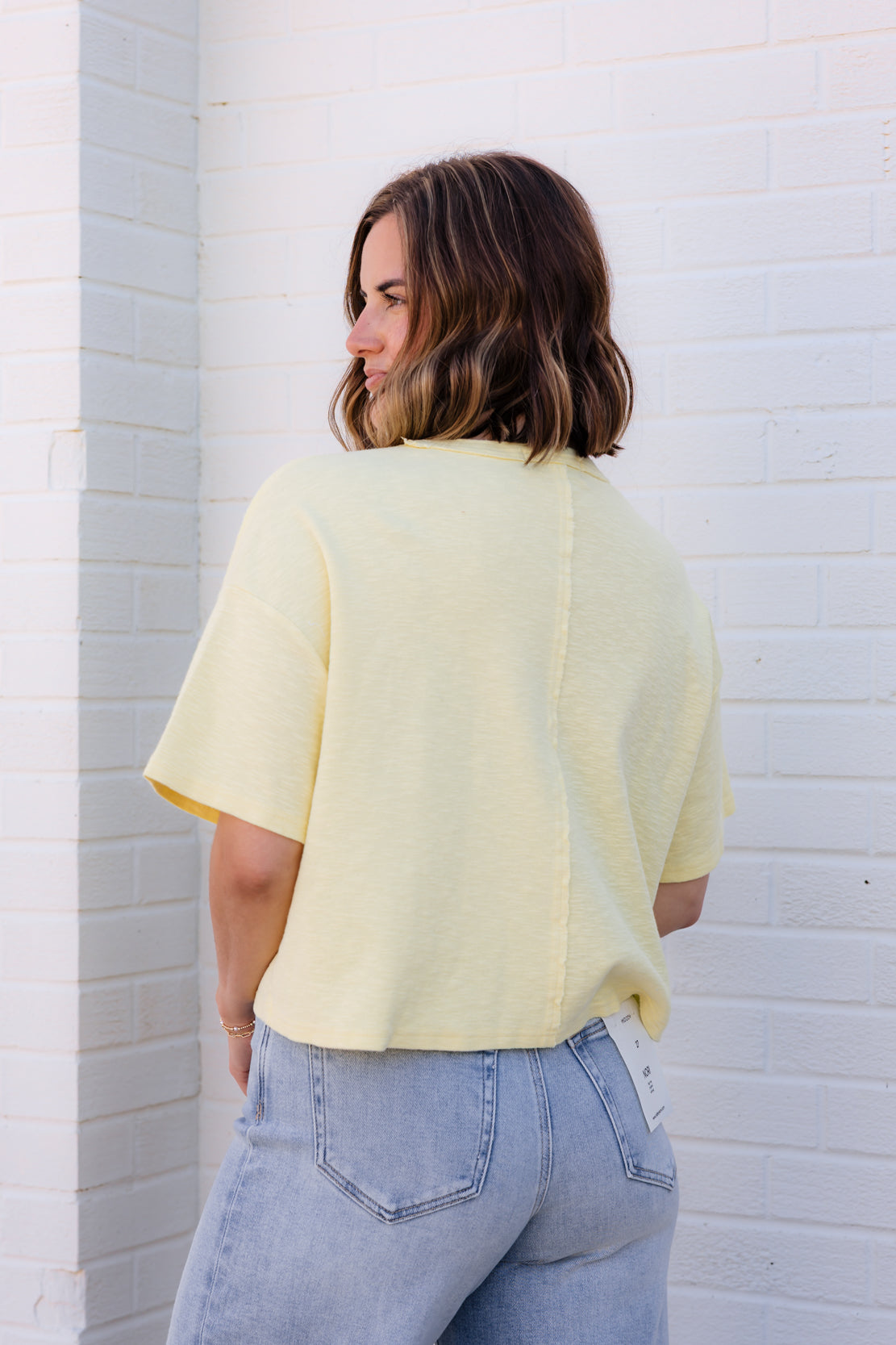 Katie Pocket Tee | Pale Yellow