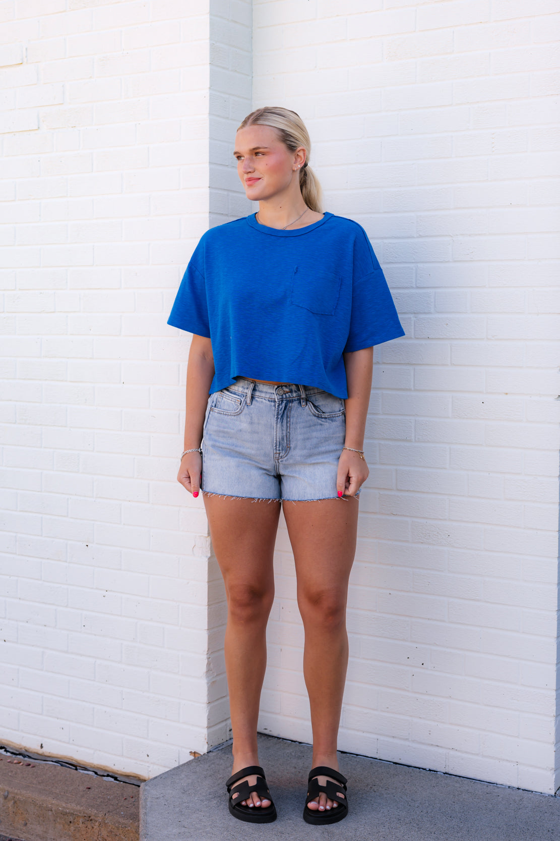 Katie Pocket Tee | Cobalt