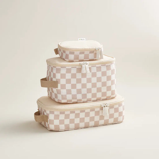 Taupe Checkerboard Pack Like A Boss Packing Cubes