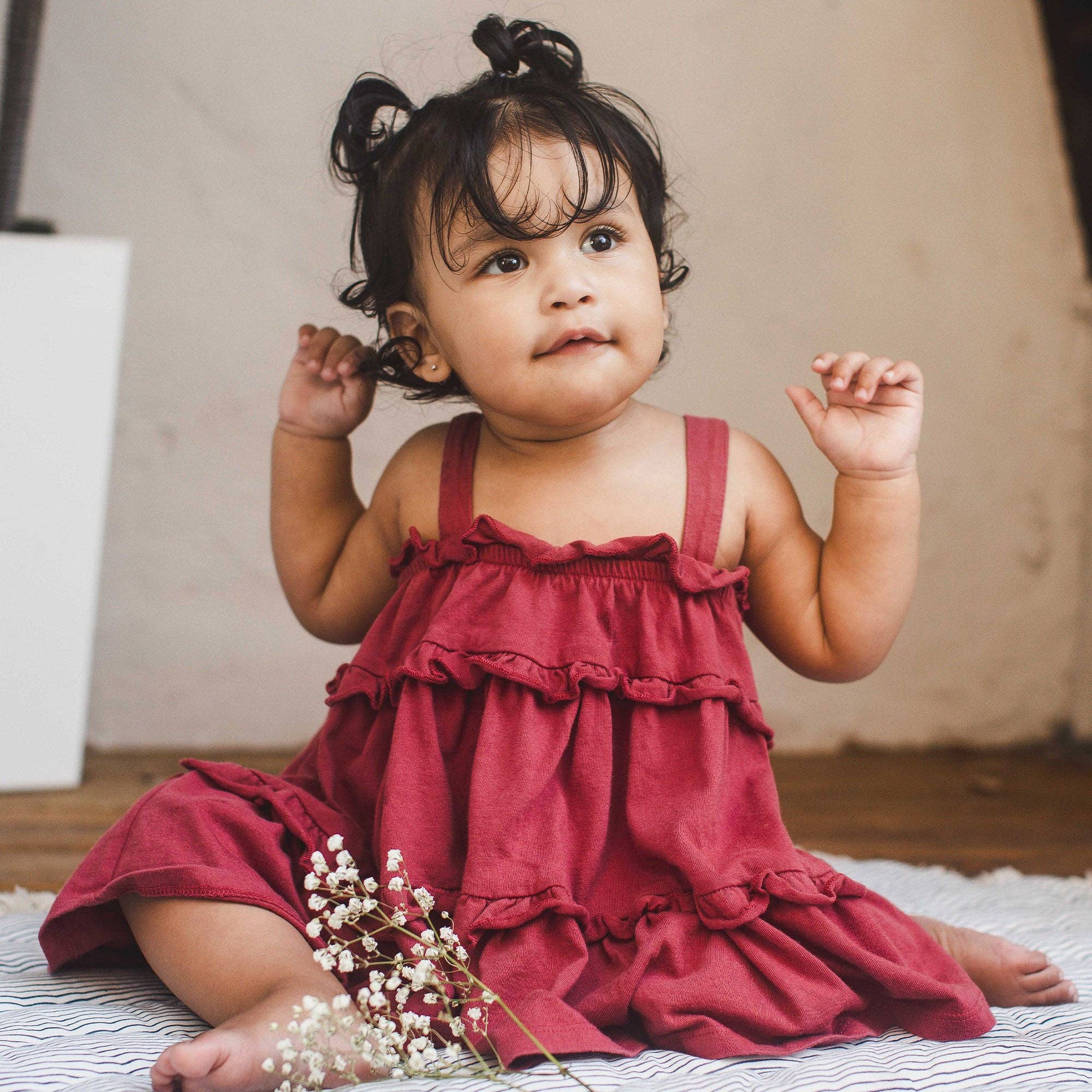 Acid Wash Organic Cotton Dress | Red