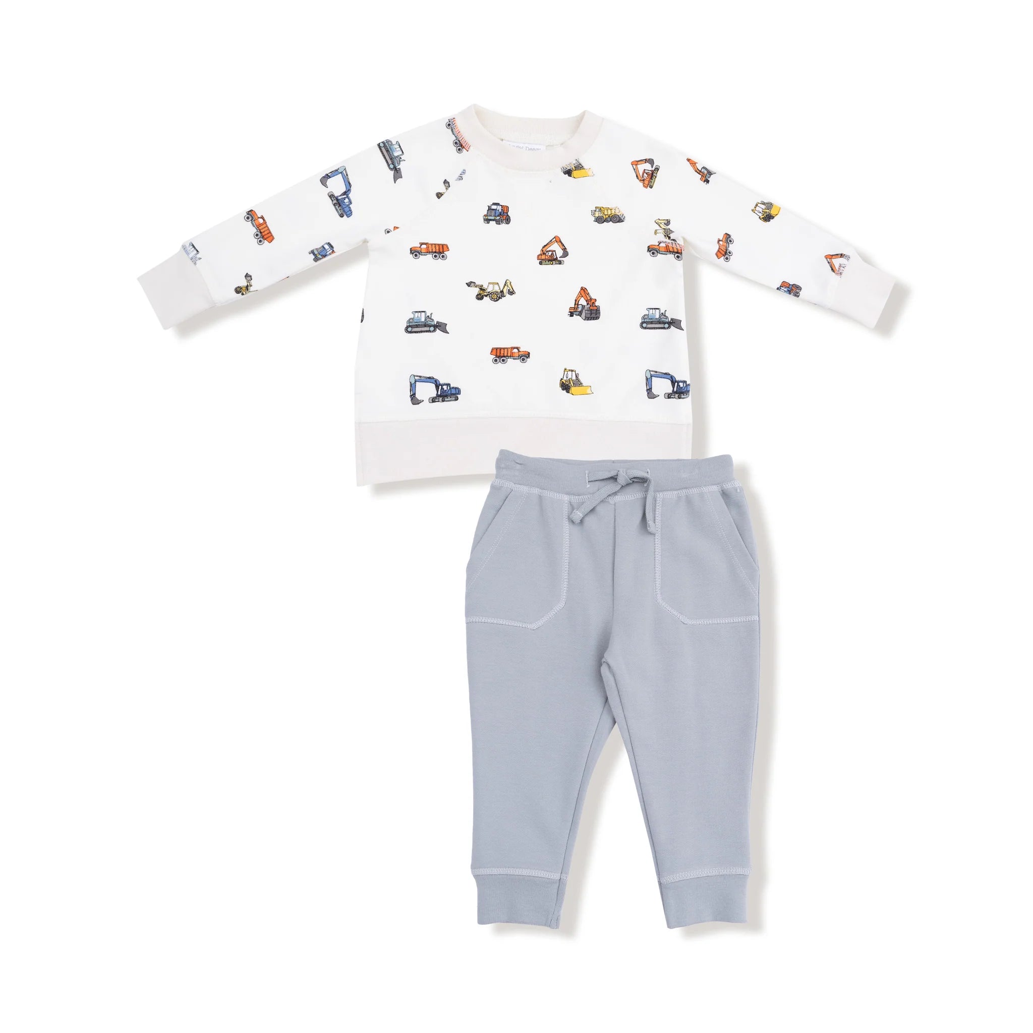 Angel Dear Sweatshirt + Jogger Set | Construction Vehicles