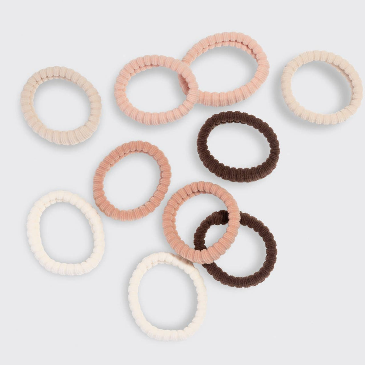 Recycled Fabric Ribbed Hair Elastics 10pc Set | Blush