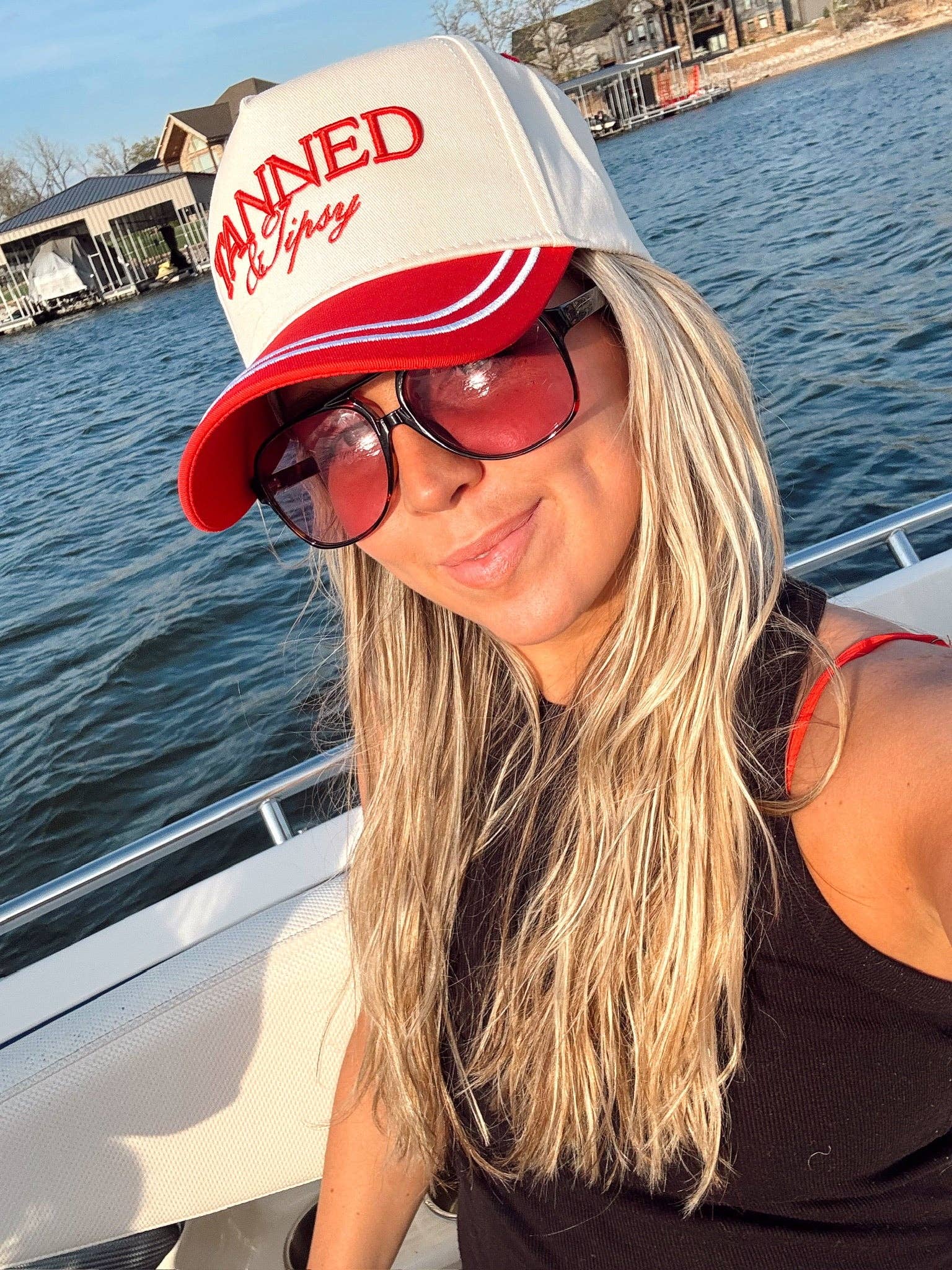 KENZKUSTOMZ Tanned & Tipsy Vintage Trucker Hat | Red