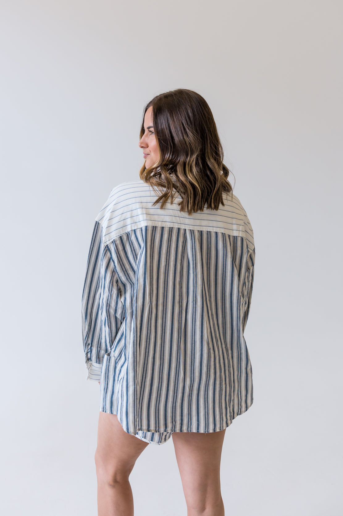 Murphy Striped Button Down Shirt | White/Blue