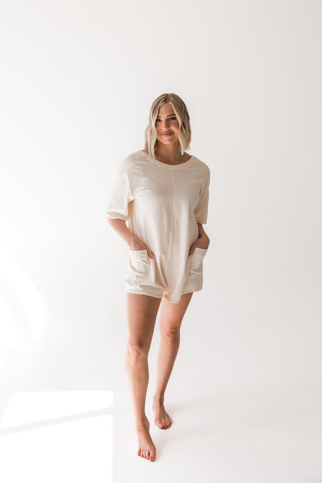 Hot Shot Tee Romper | Bleached Clay