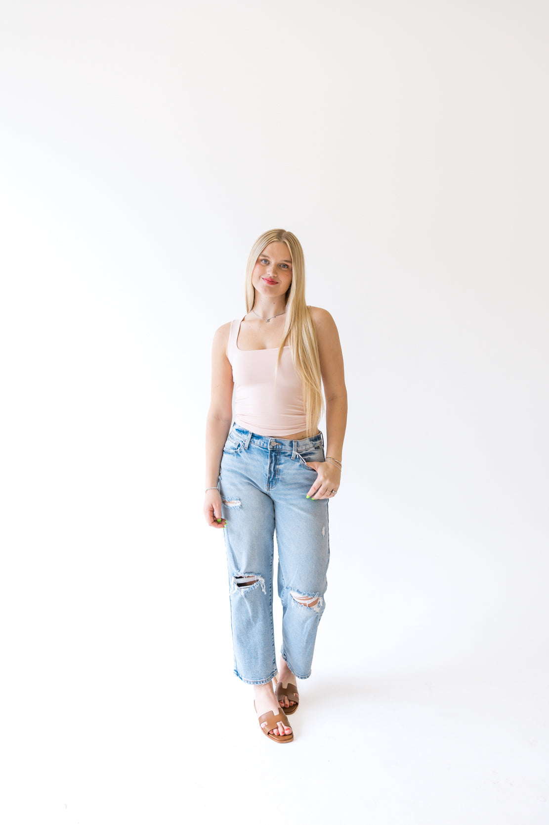 Nora Square Neck Tank | Blush