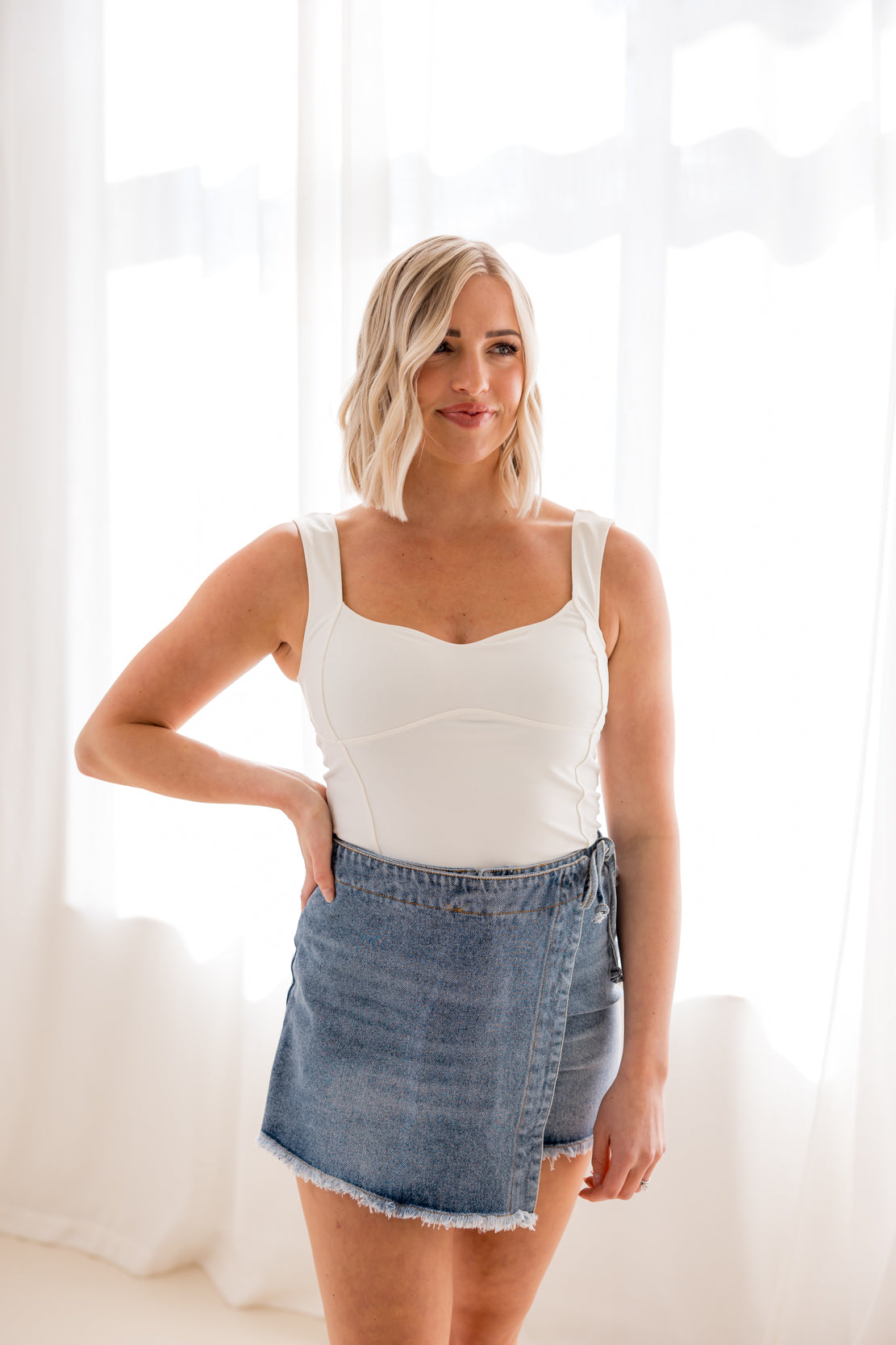Palmer Jean Skort | Light Denim