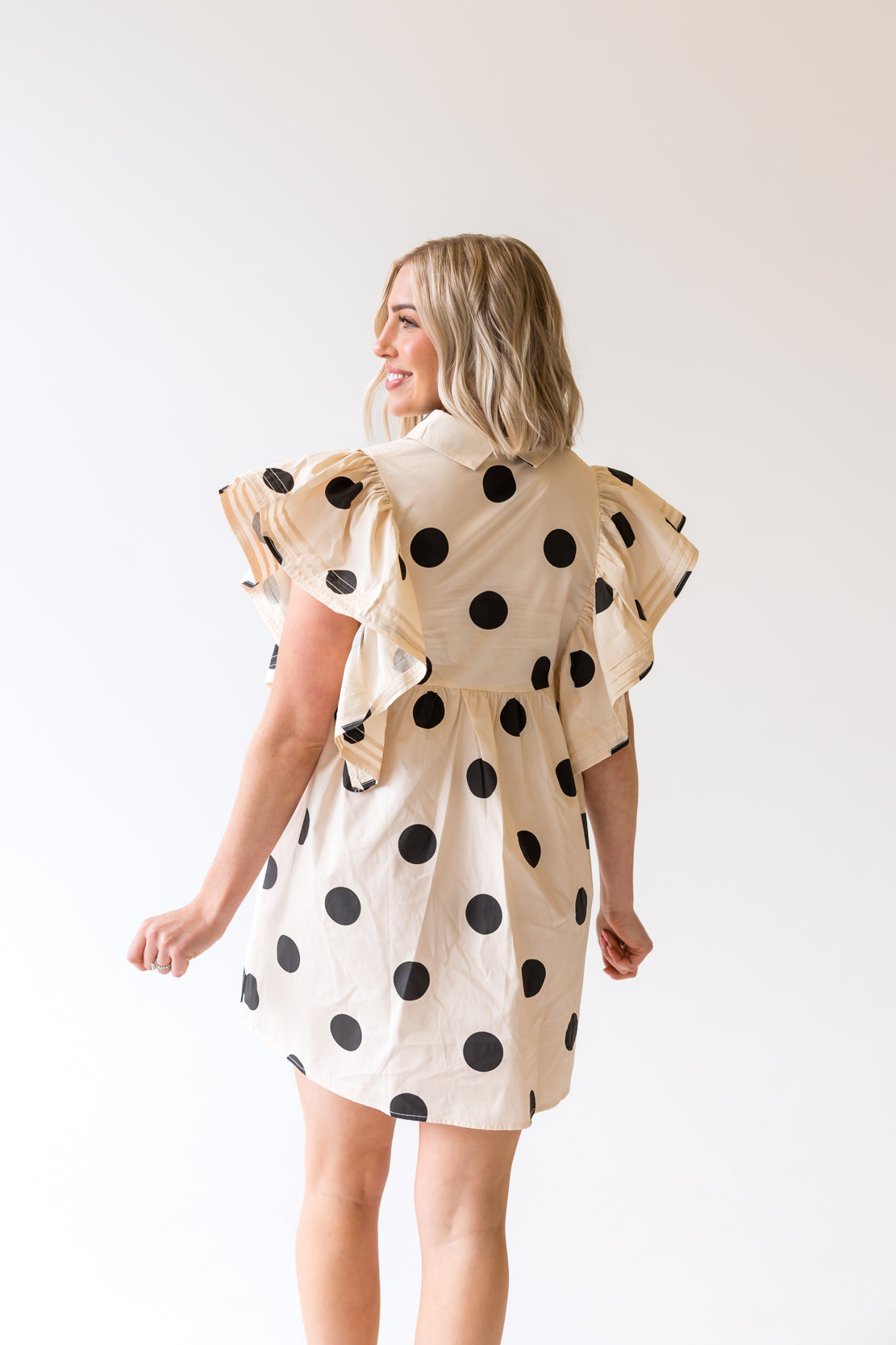 Terra Polka Dot Ruffled Dress | Ivory/Black