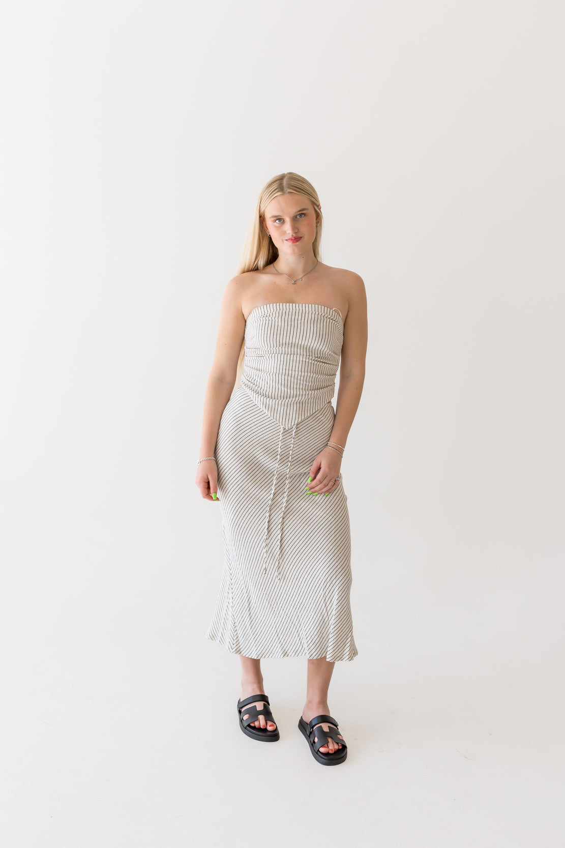 Hannah Striped Skirt & Tank Set | Oatmeal