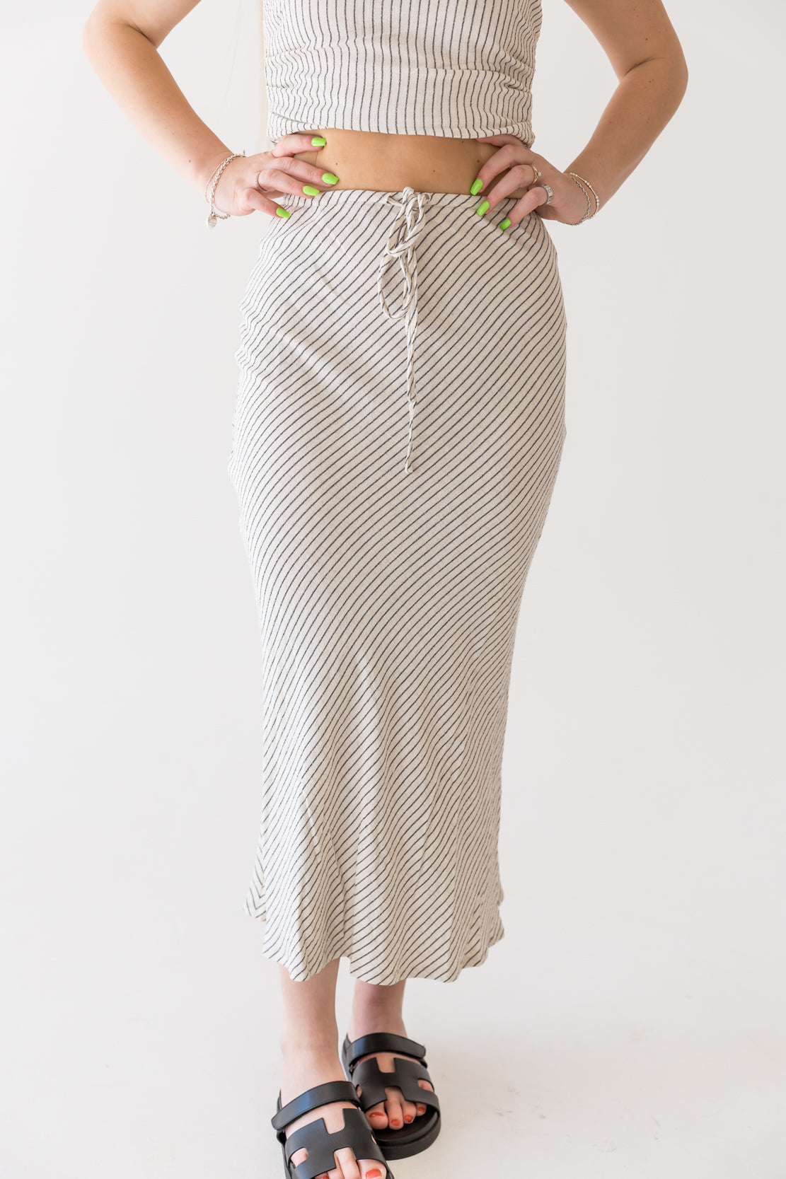 Hannah Striped Skirt & Tank Set | Oatmeal