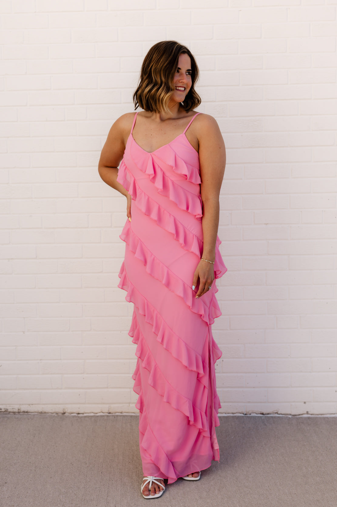 Cassie Ruffled Maxi Dress | Pink