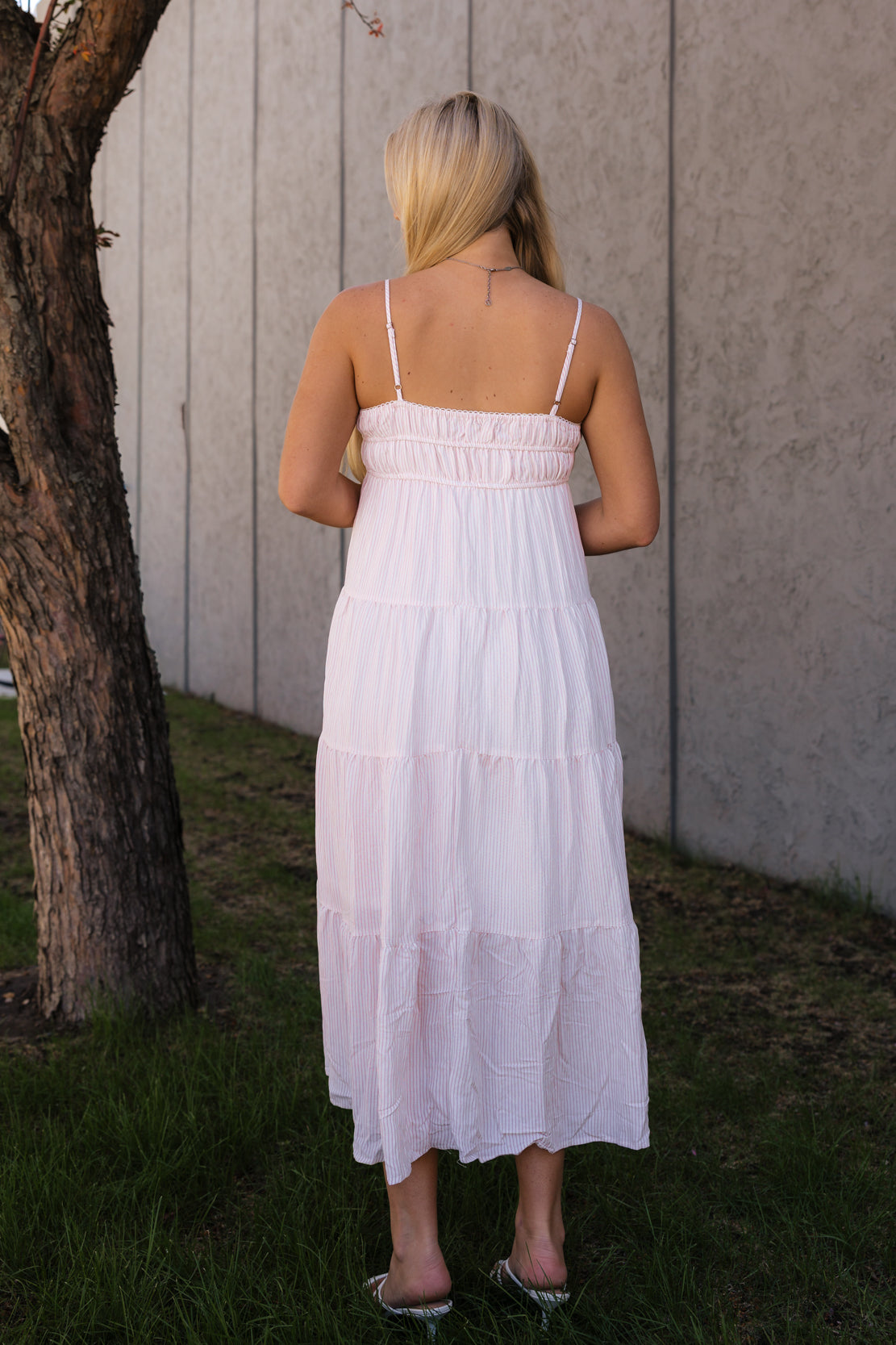 Naomi Striped Midi Dress | Pink