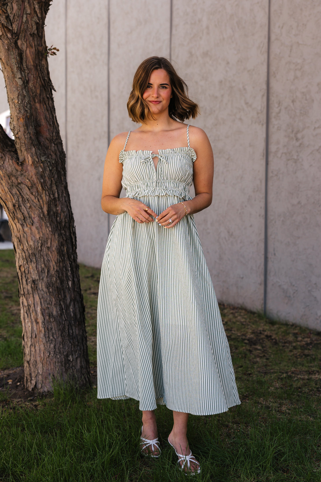 Emma Striped Maxi Dress | Green