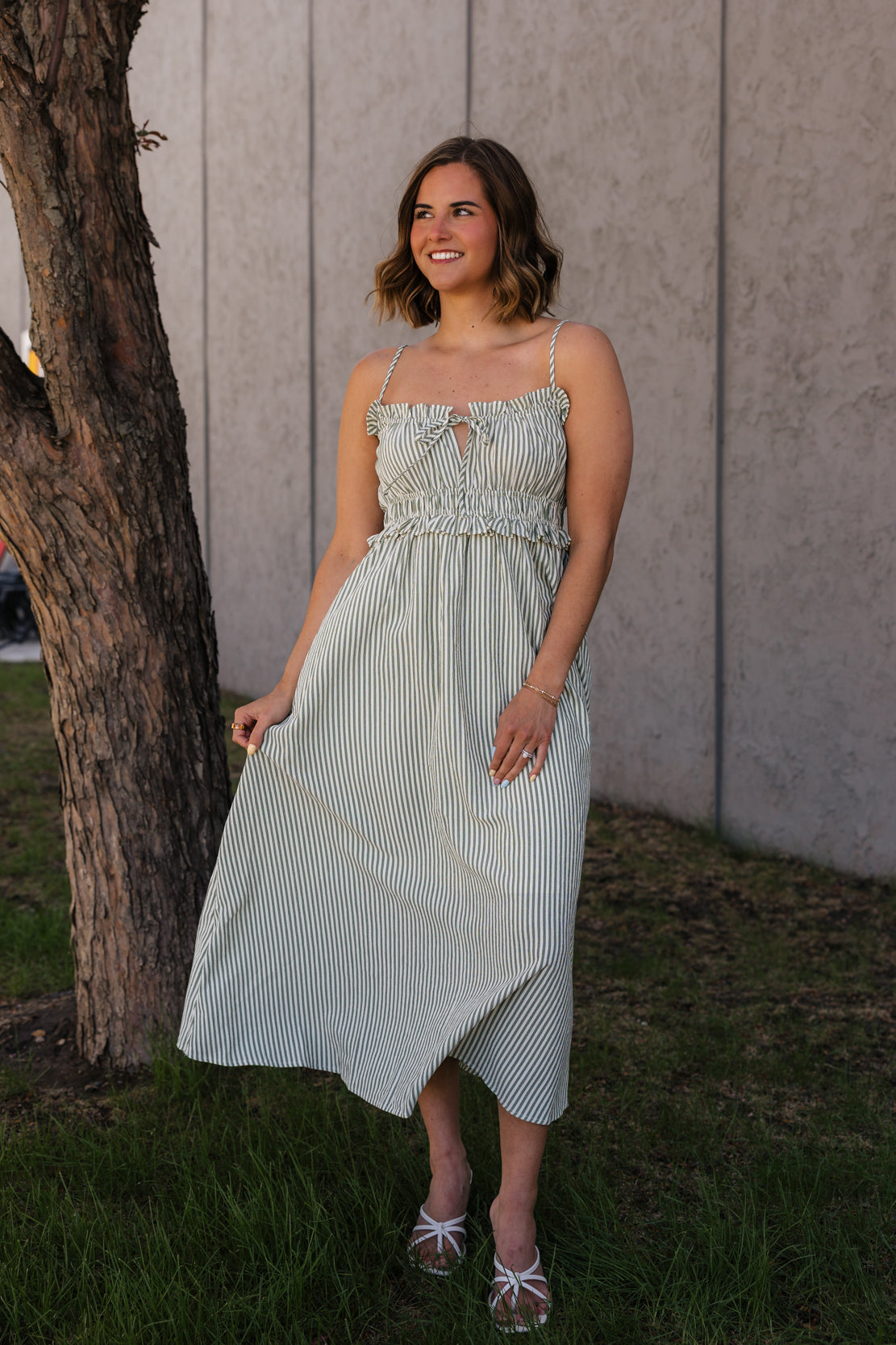 Emma Striped Maxi Dress | Green