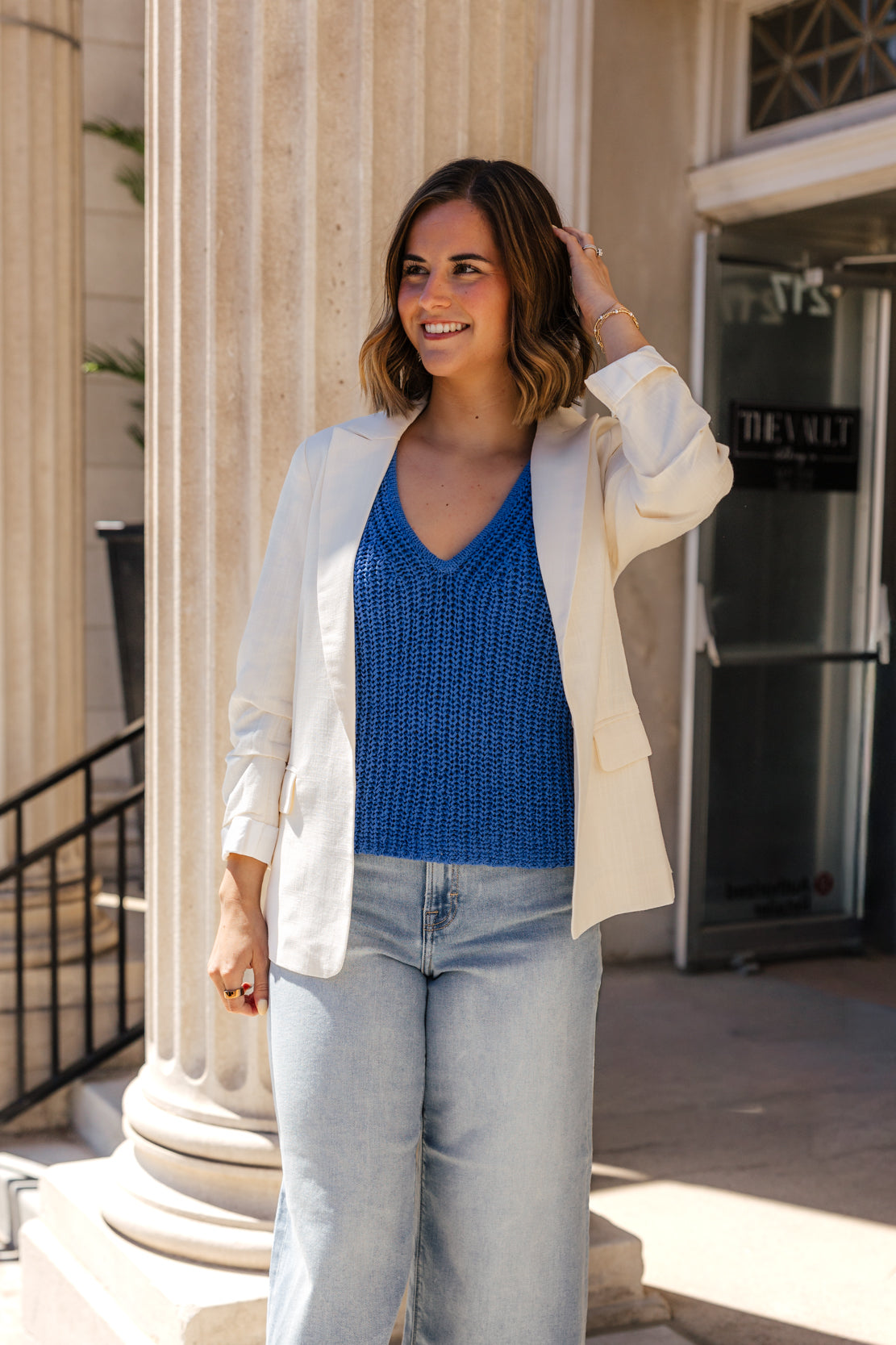 Lucy Cinched Blazer | Ecru