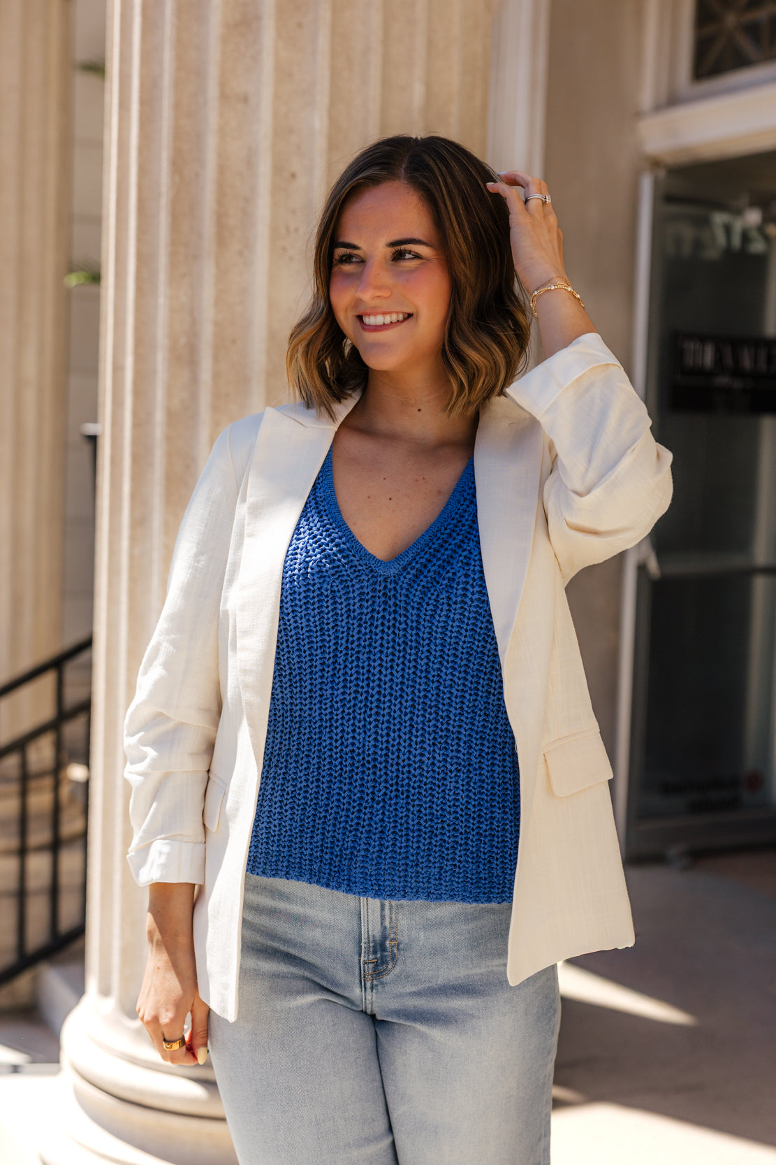 Lucy Cinched Blazer | Ecru