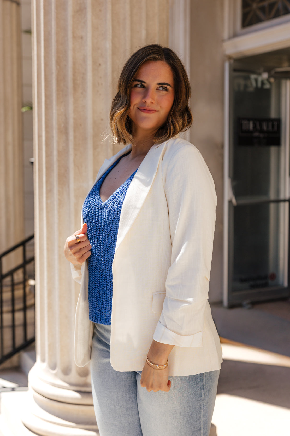 Lucy Cinched Blazer | Ecru