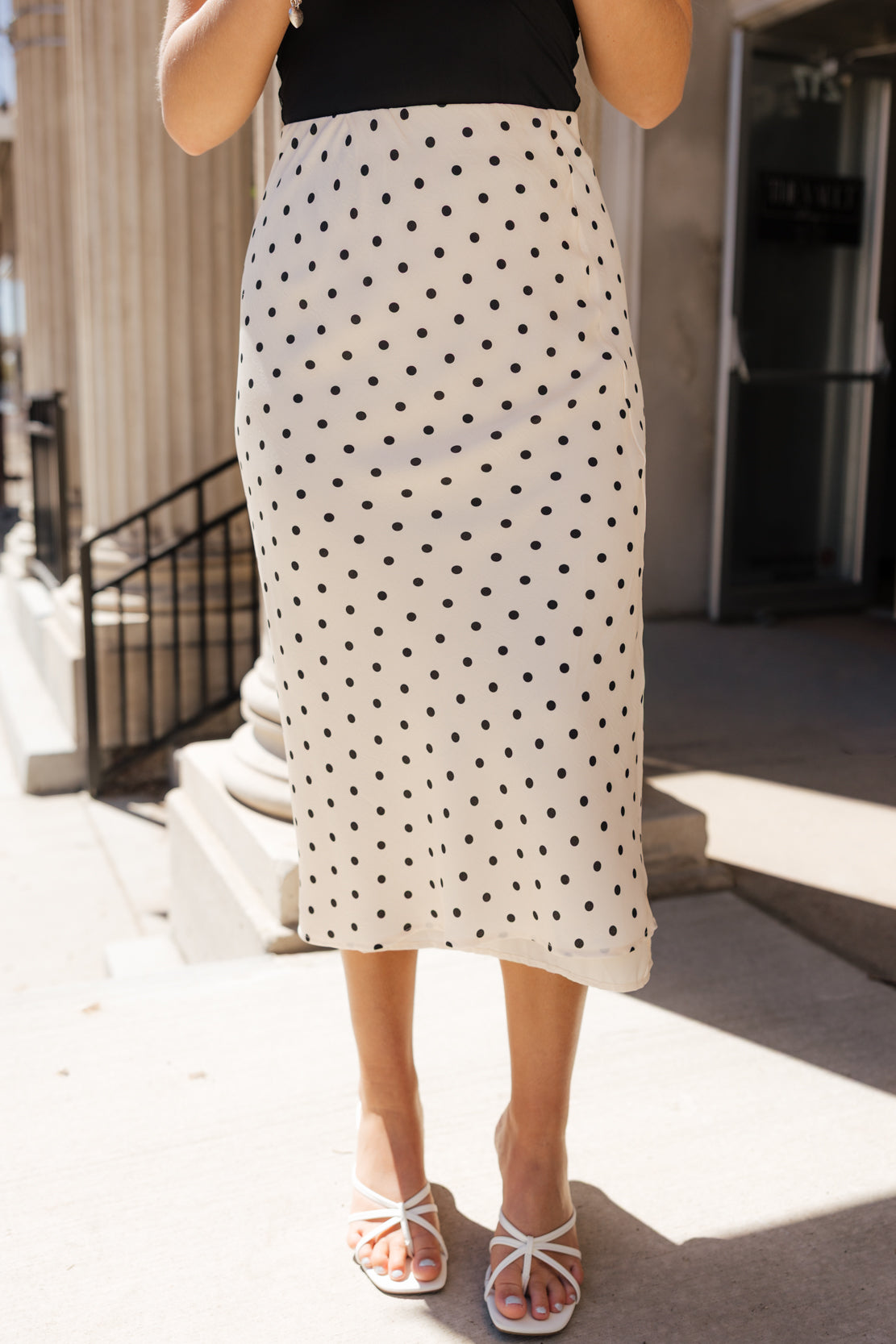 Sydney Polka Dot Midi Skirt | Cream/Black