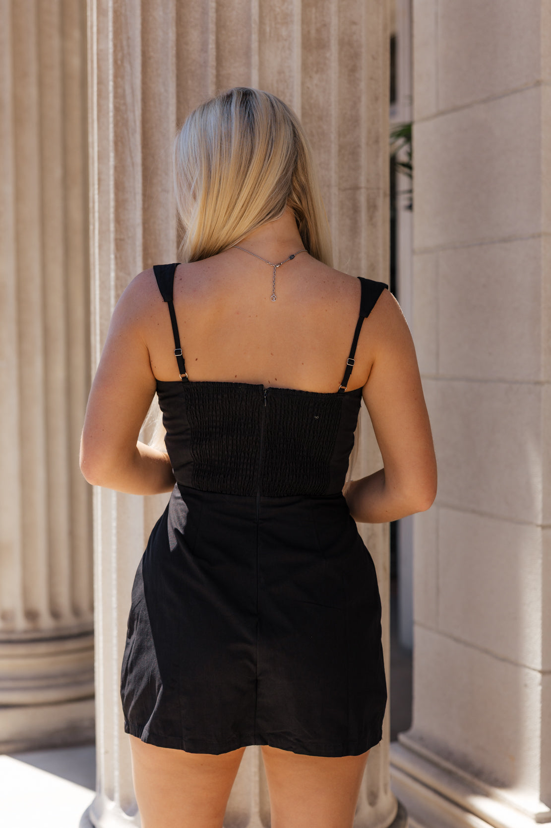 Kristen Square Neck Mini Dress | Black