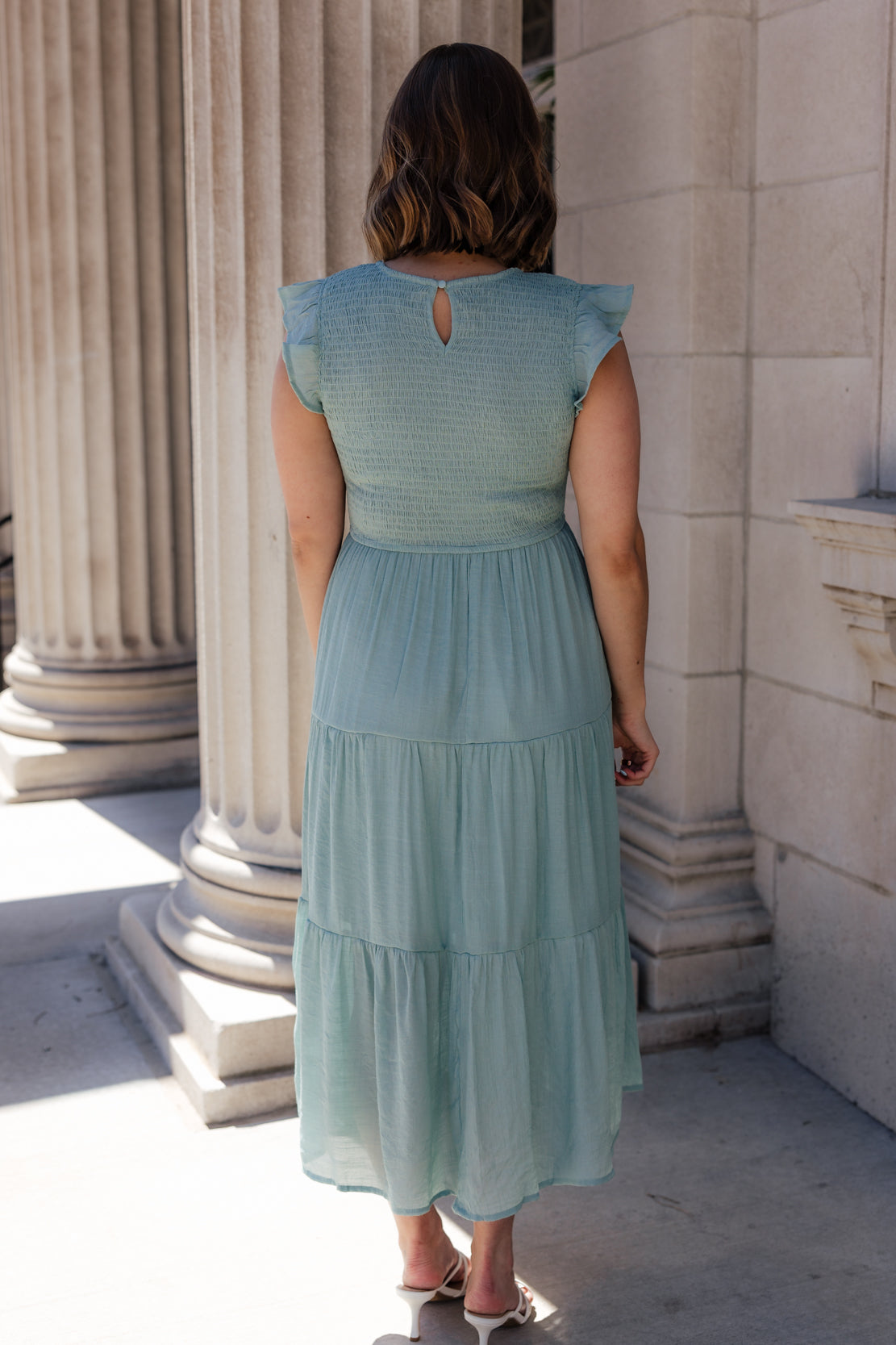 Krysta Smocked Midi Dress | Sage