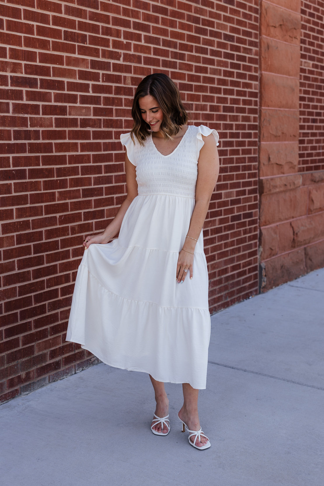 Juliana Flutter Sleeve Maxi Dress | Cream