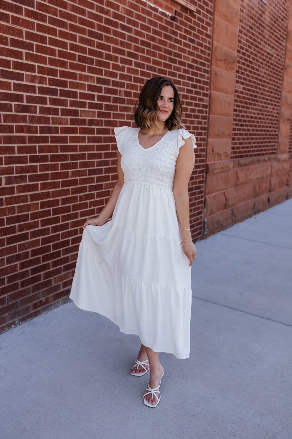 Juliana Flutter Sleeve Maxi Dress | Cream