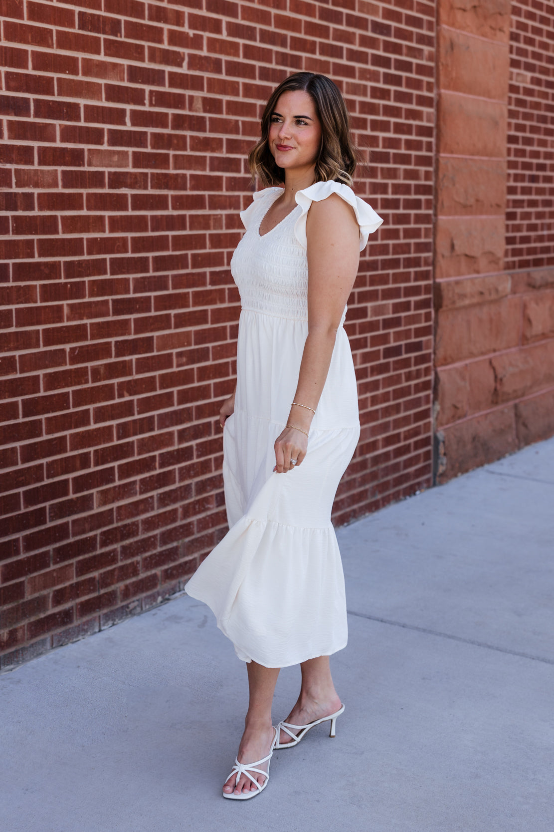 Juliana Flutter Sleeve Maxi Dress | Cream