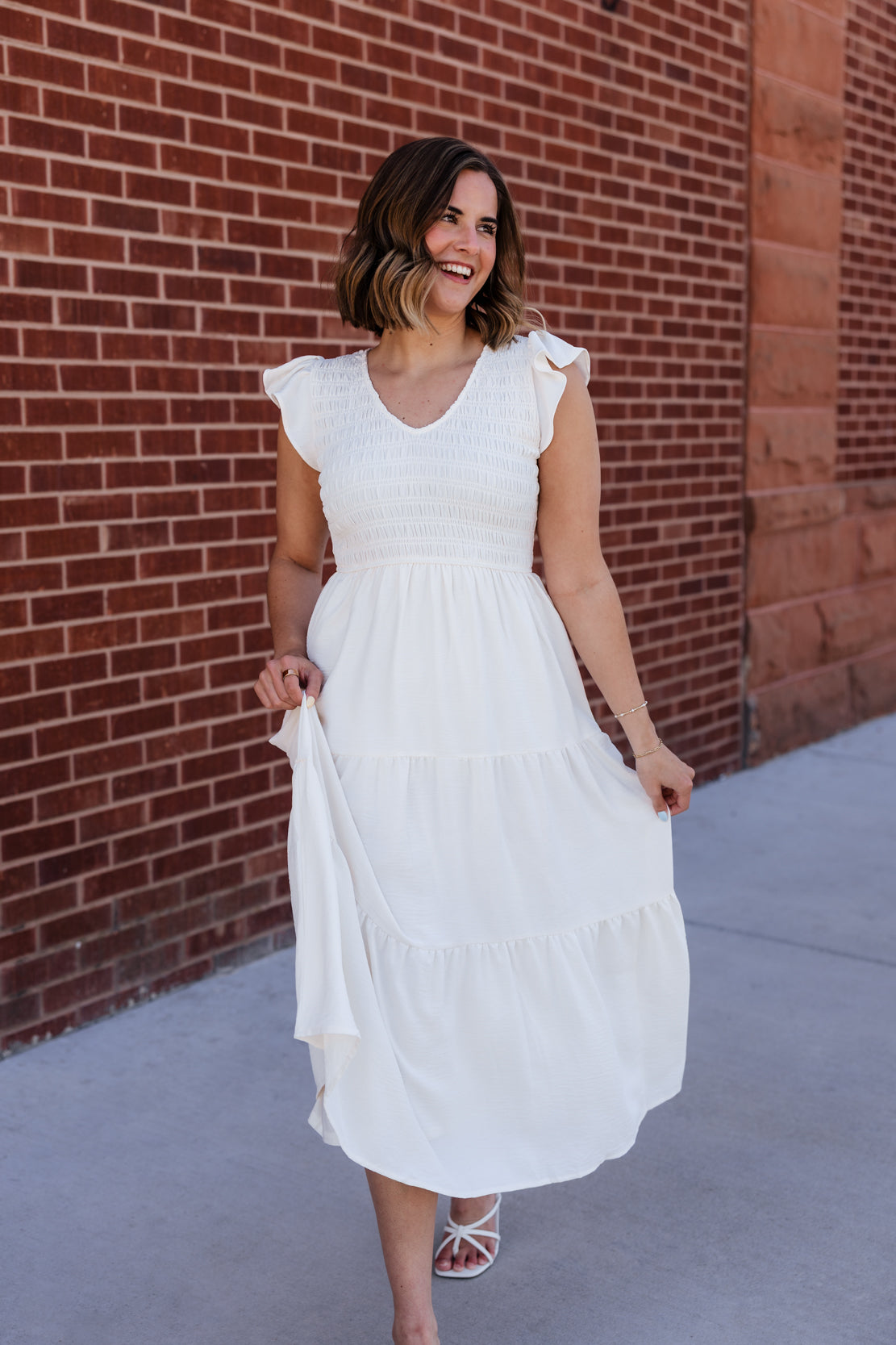 Juliana Flutter Sleeve Maxi Dress | Cream