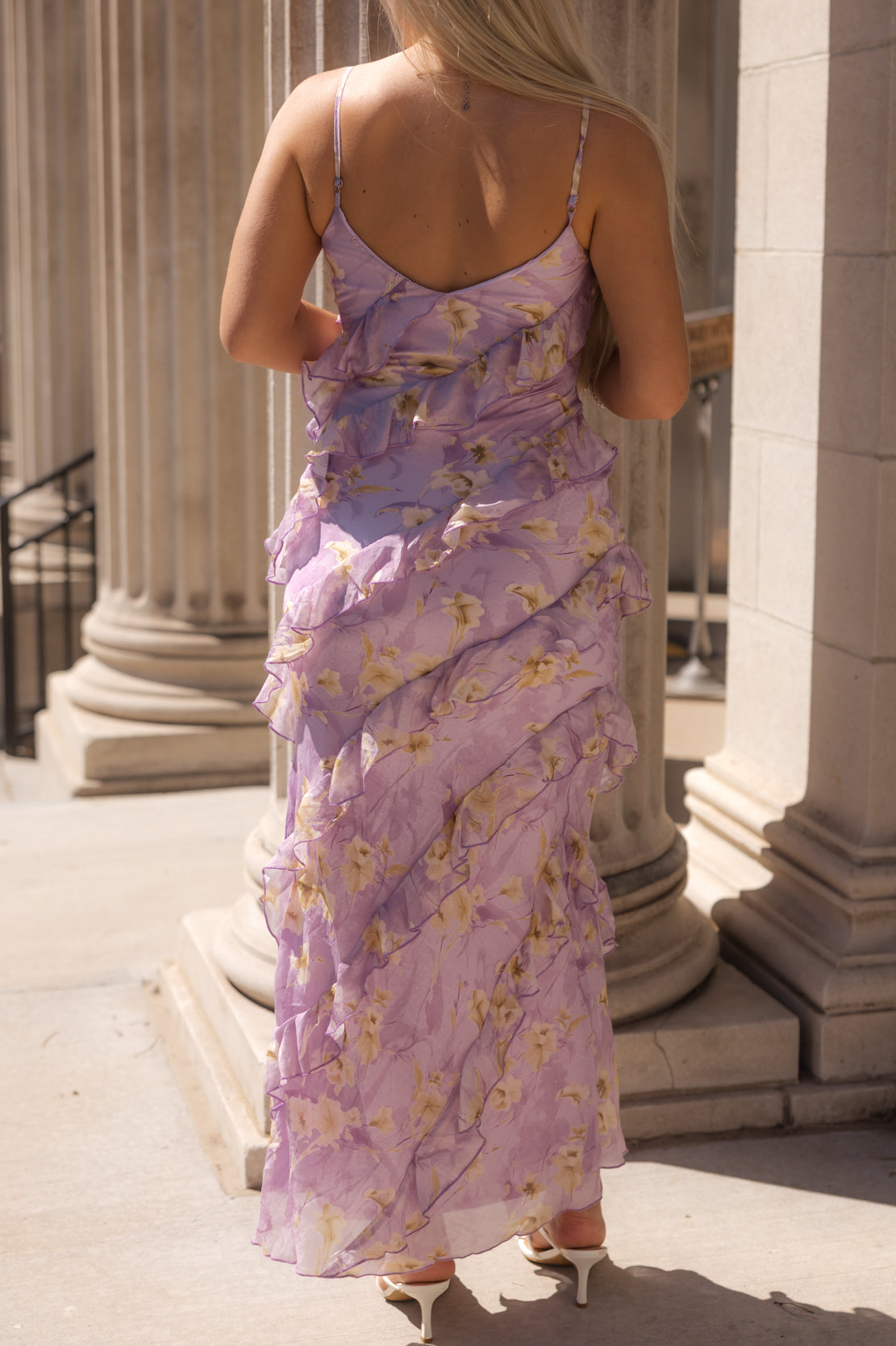 Emery Floral Ruffled Maxi Dress | Lavender
