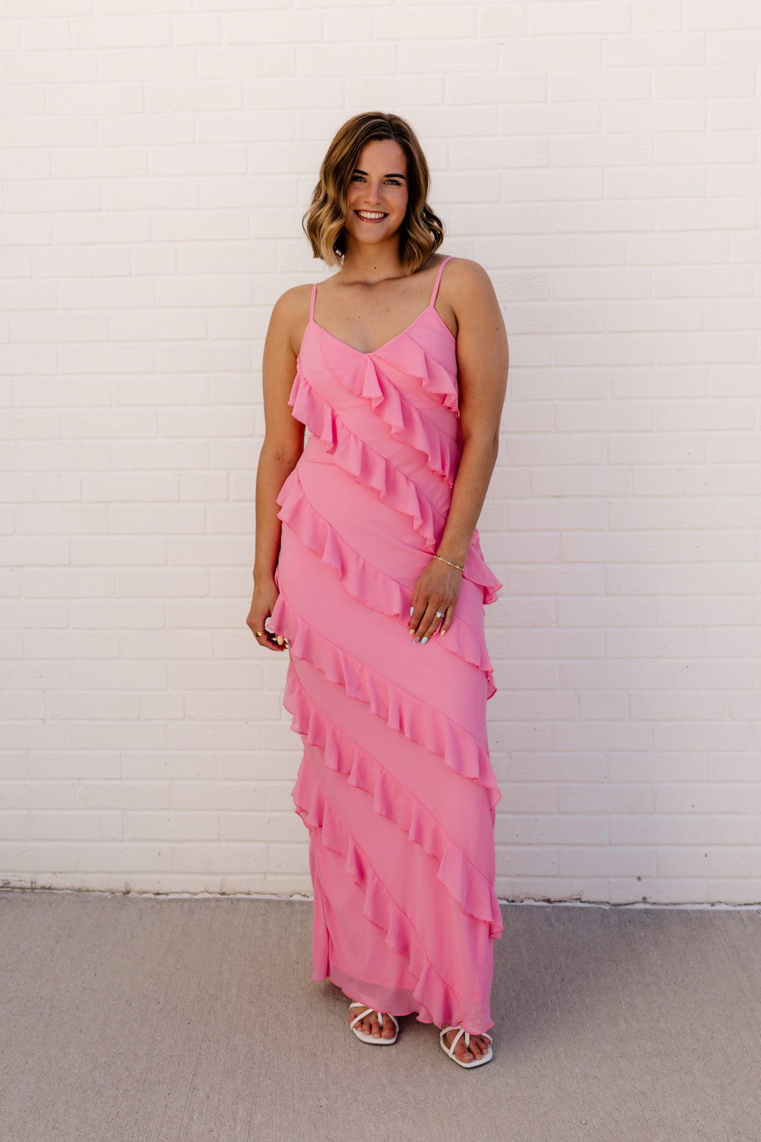 Cassie Ruffled Maxi Dress | Pink