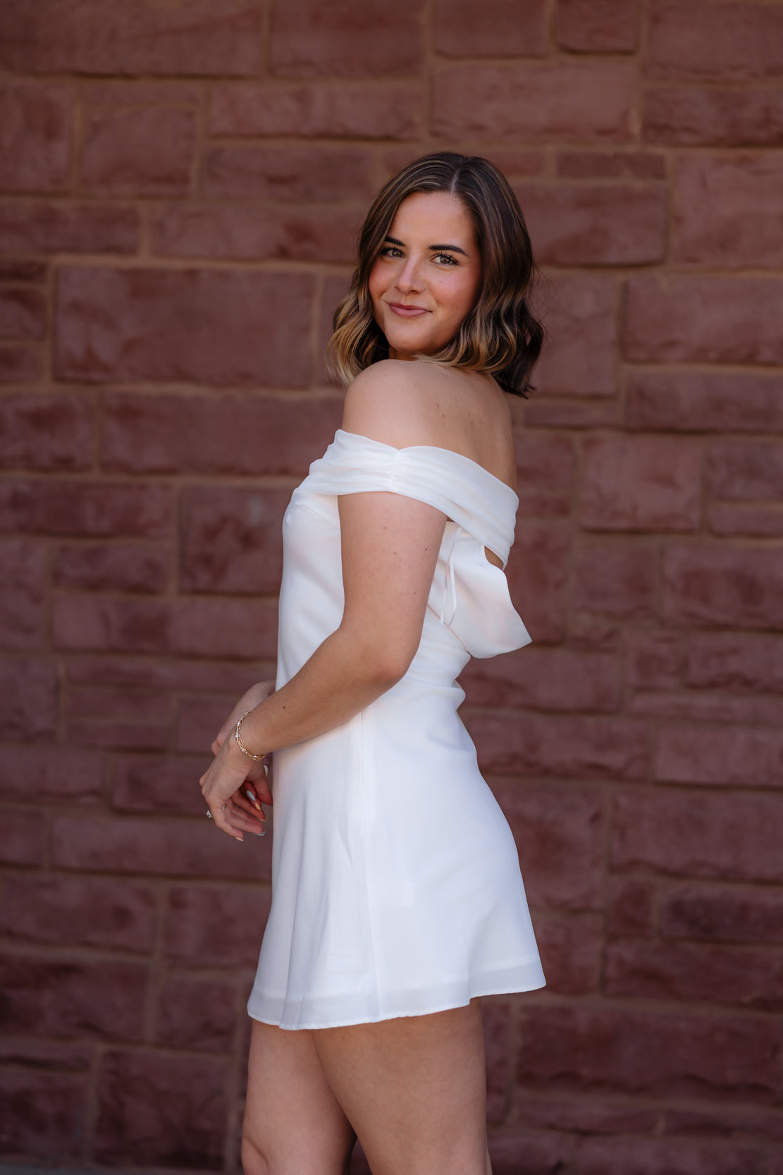 Taya Off The Shoulder Mini Dress | White