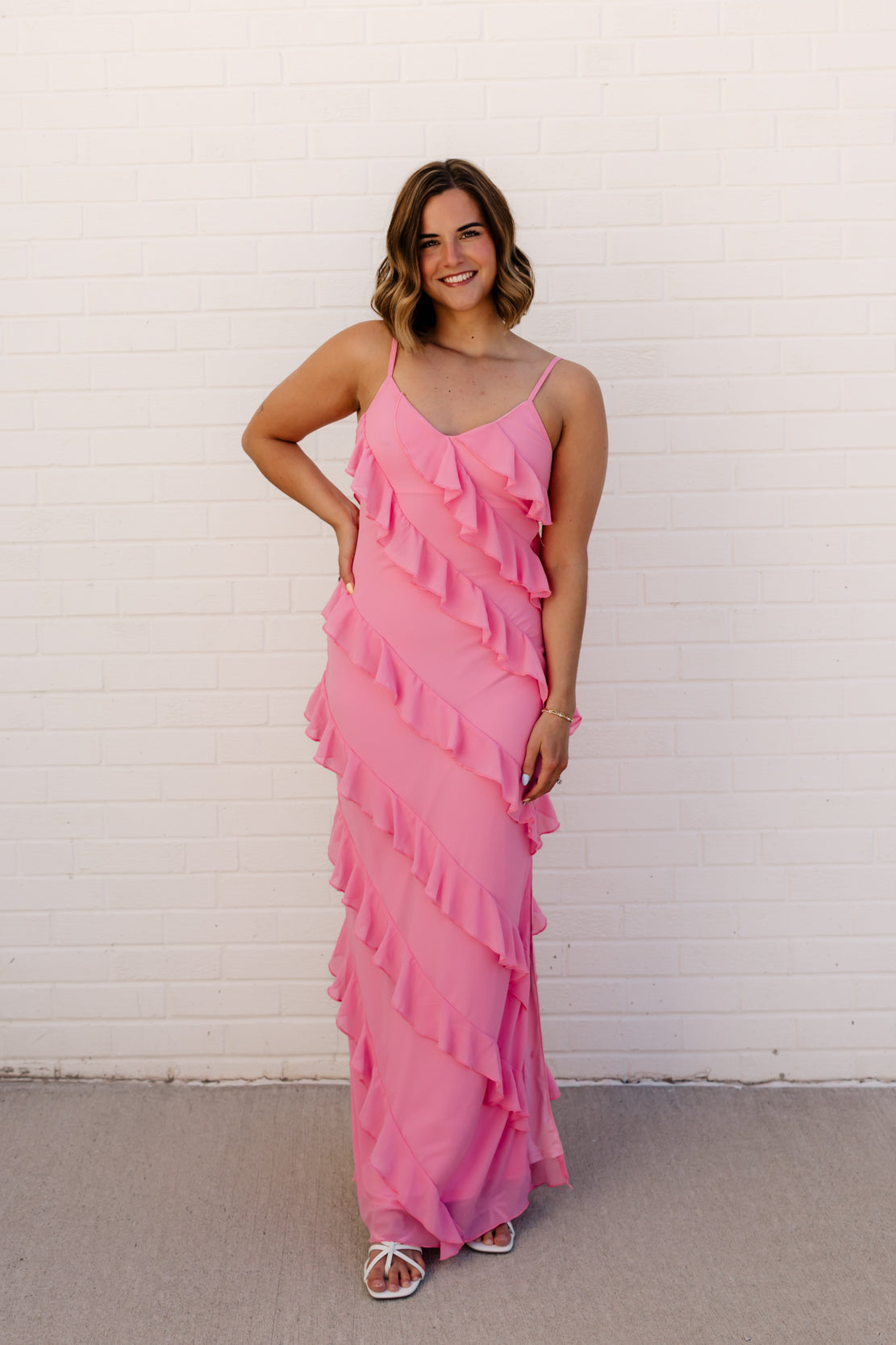 Cassie Ruffled Maxi Dress | Pink