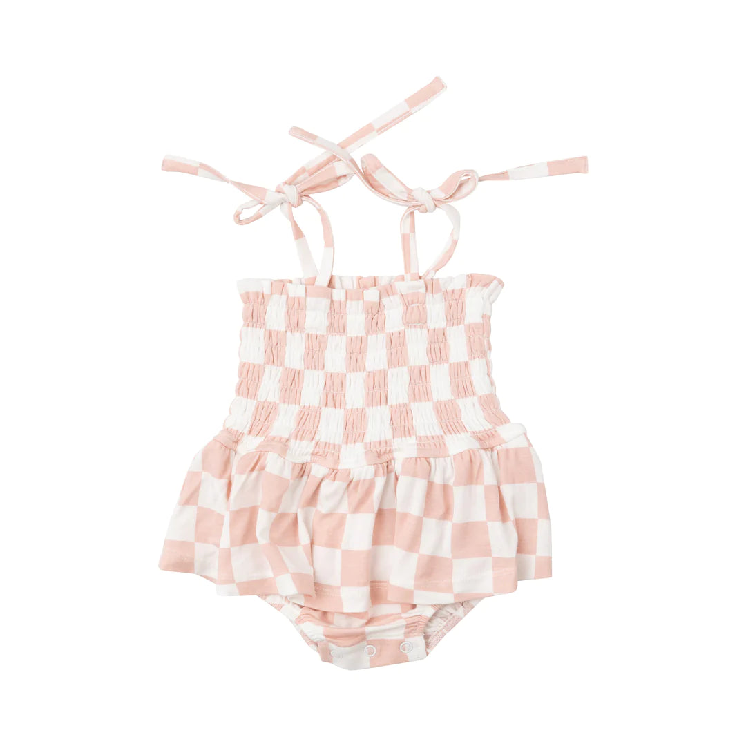 Smocked Bubble W/ Skirt | Pink Checkered