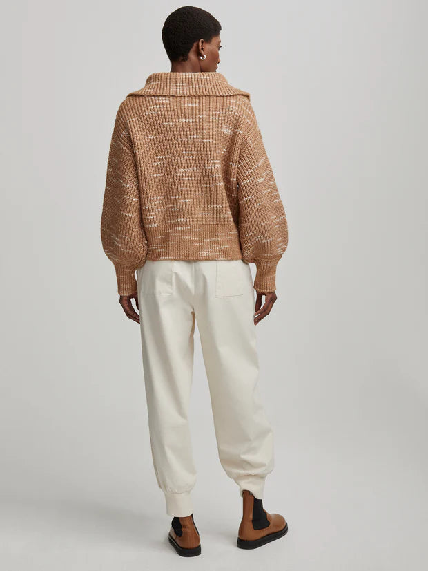 Ridley Dalmatian Half-Zip Knit | Golden Bronze/Egret