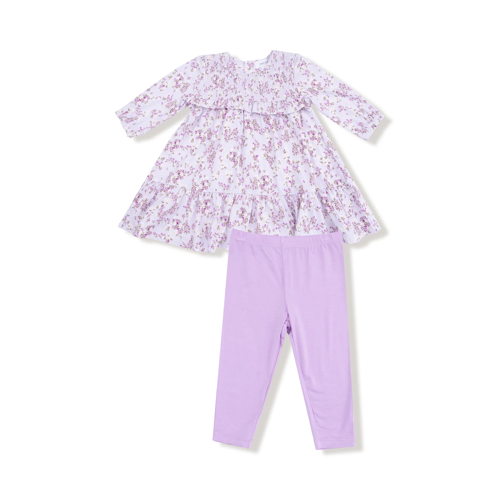 Angel Dear Smocked Ruffle LS Dress + Leggings | Sweet Dreams Florals