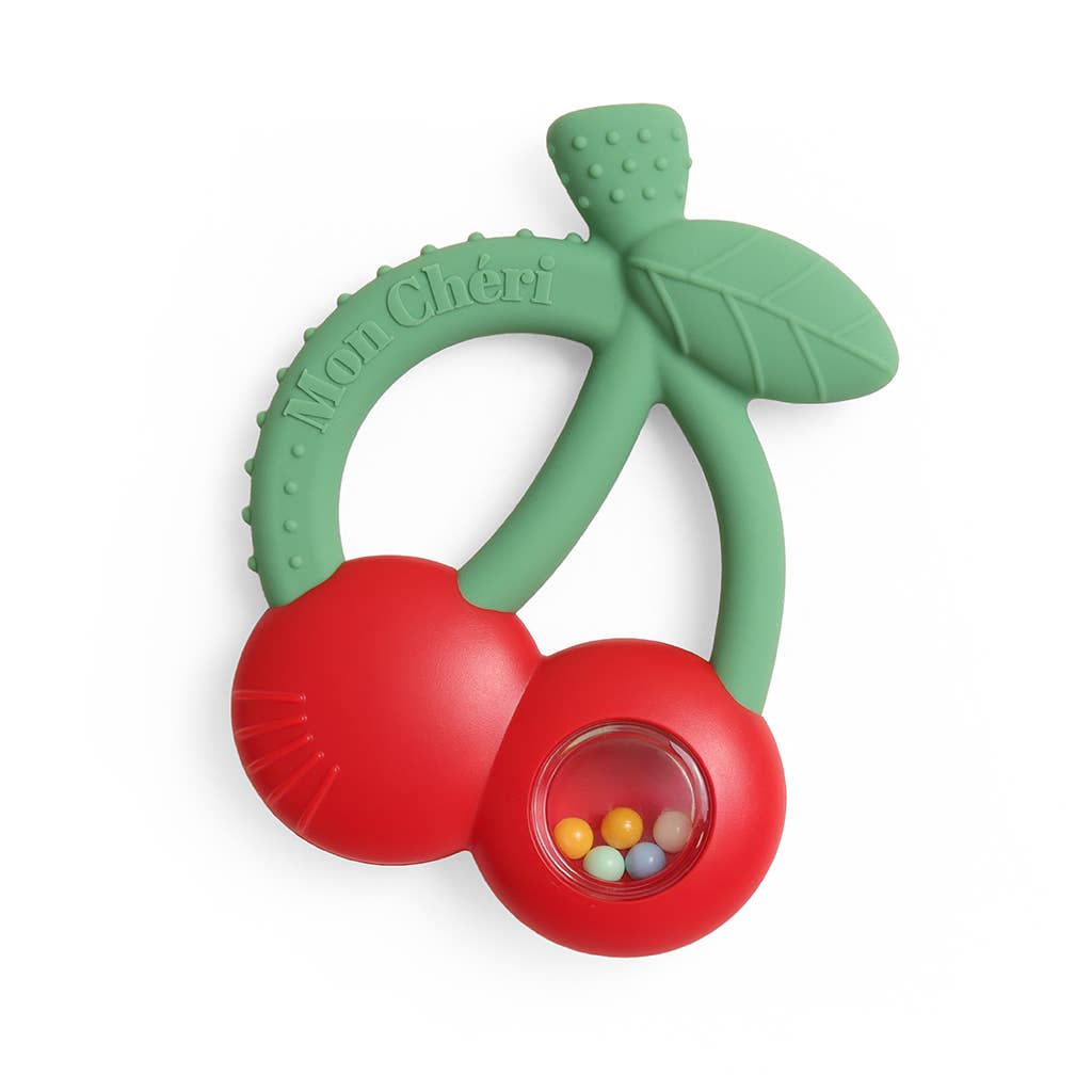 Bitzy Shake Silicone Teether with Rattle | Cherries