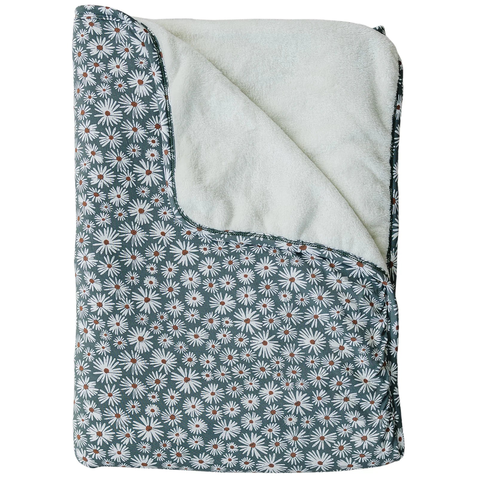 Mebie Baby Fleece Quilt | Dark Green Daisy