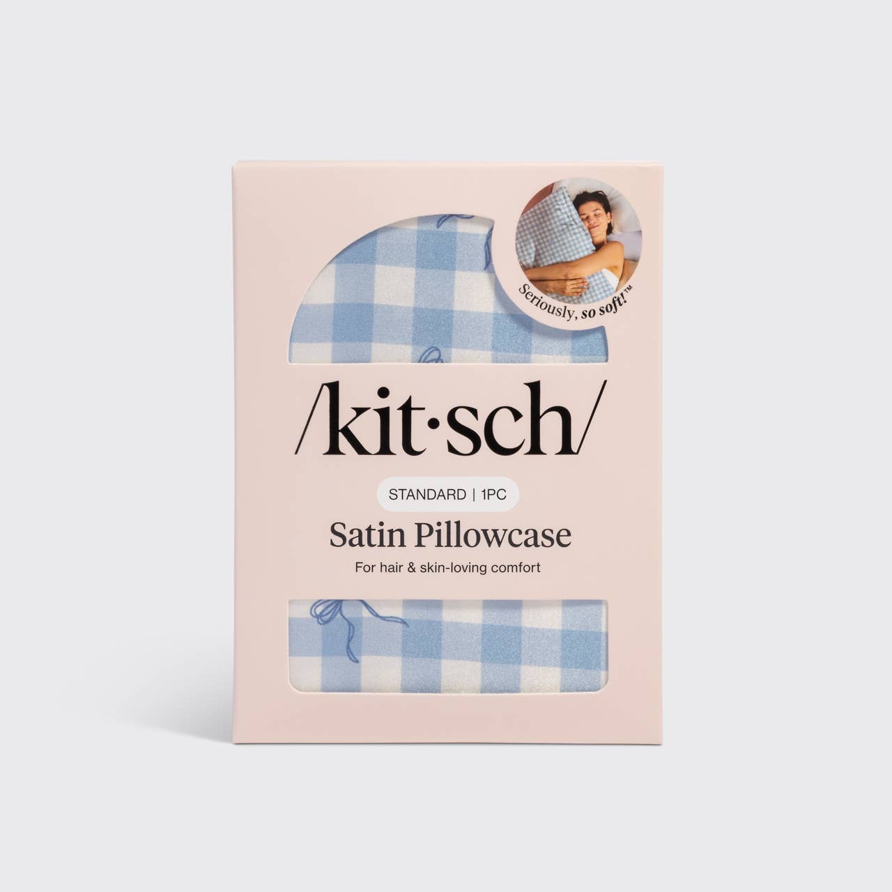 Kitsch Satin Pillowcase Standard | Gingham Blue